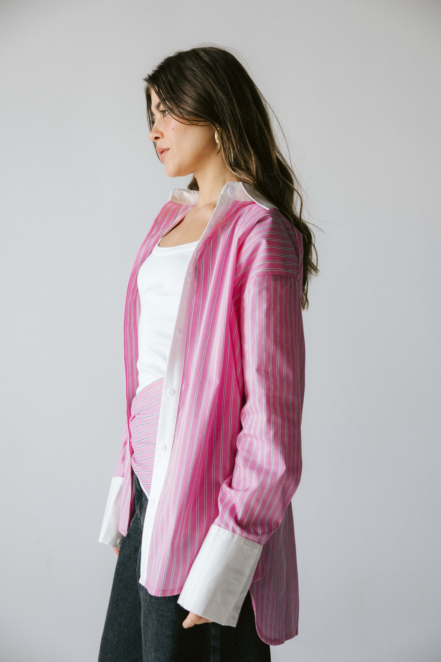Stripped poplin shirt - pink