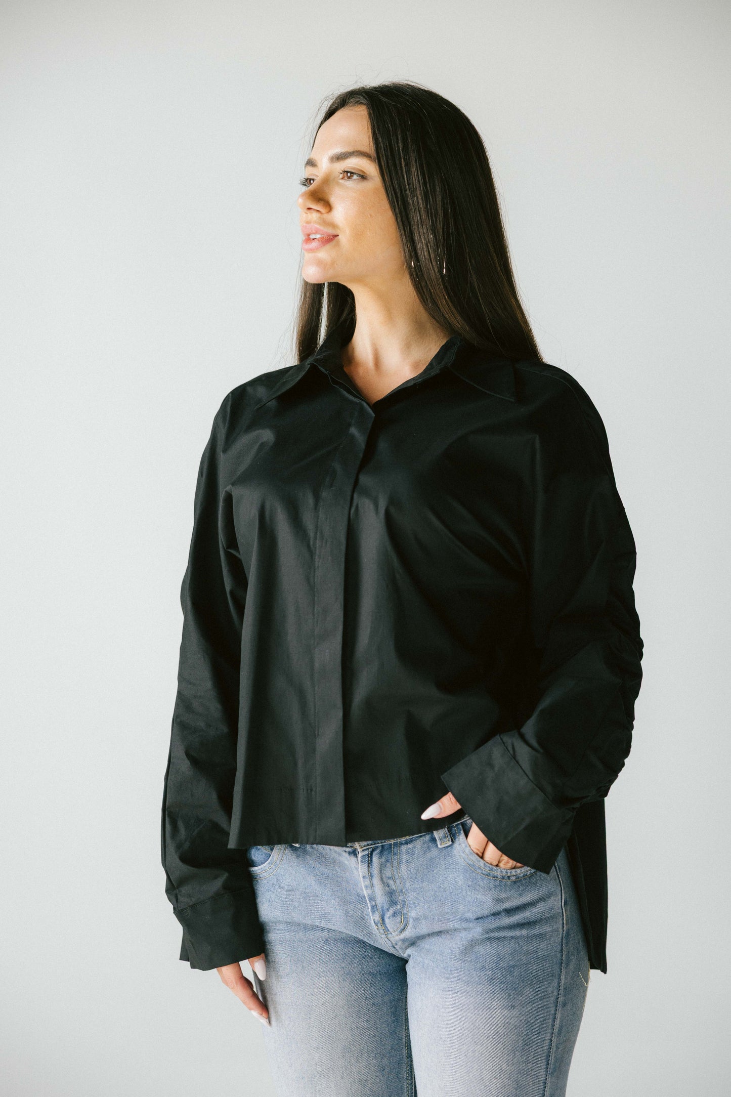 Ruched back shirt - Black