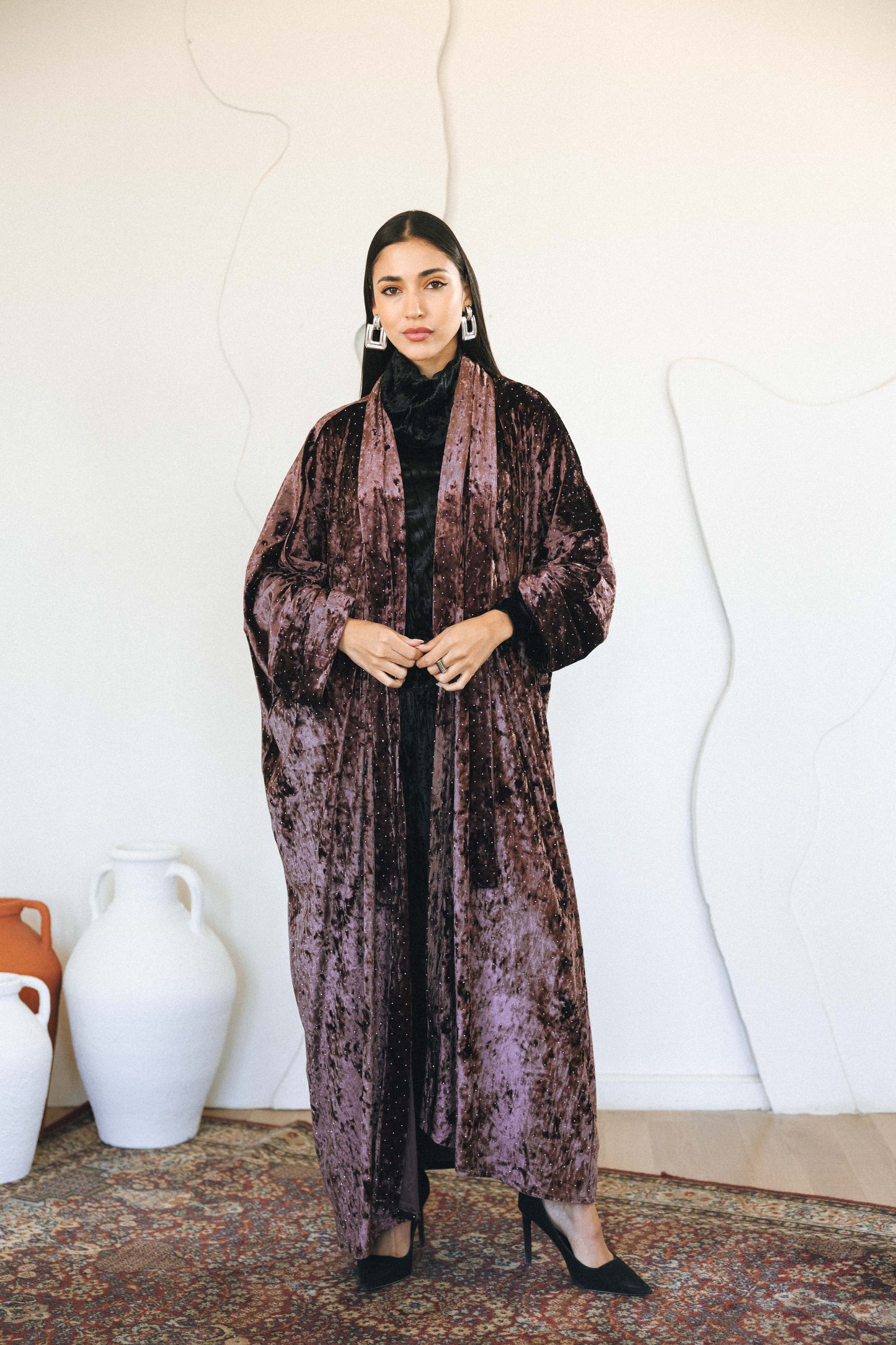 RHINESTONES KAFTAN - BROWN