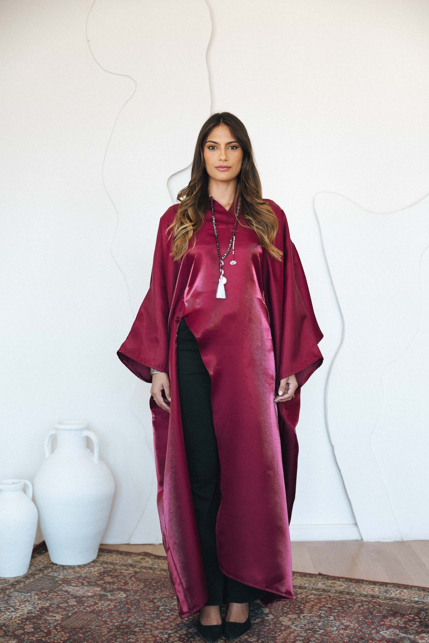 Velour Flow Kaftan - MAROON