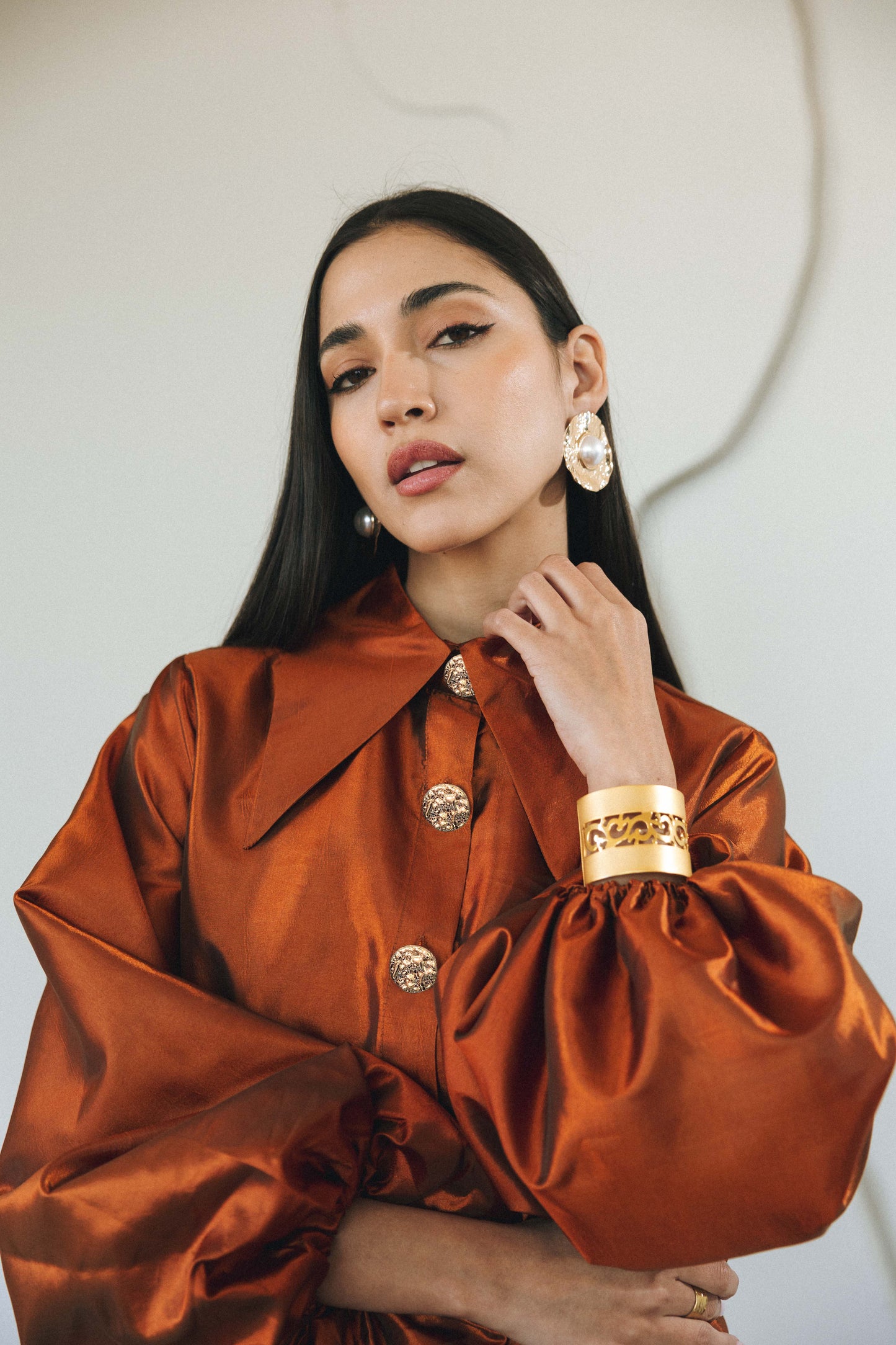 FLOW TAFFETA TOP - ORANGE
