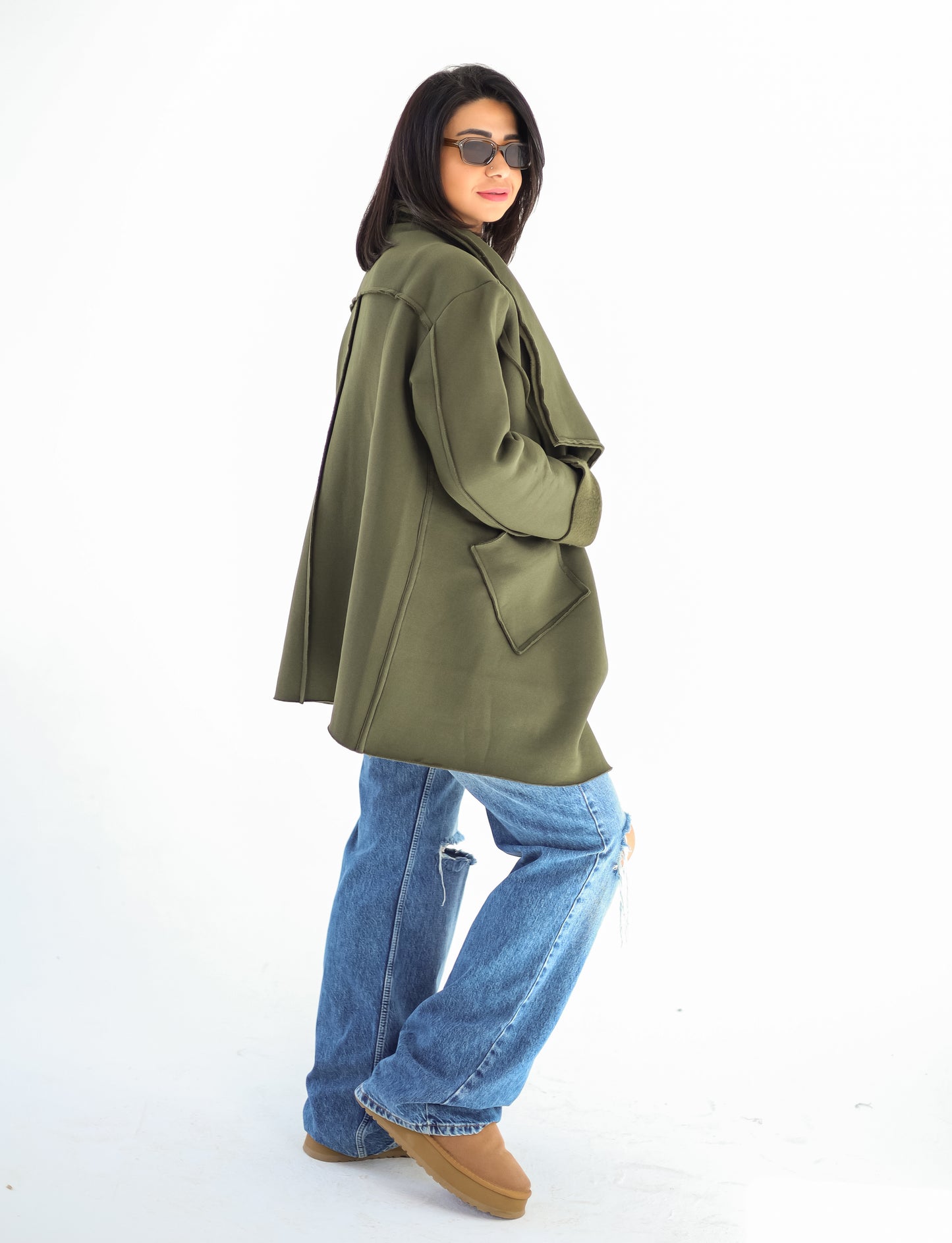 Unfinished Milton cardigan - OLIVE