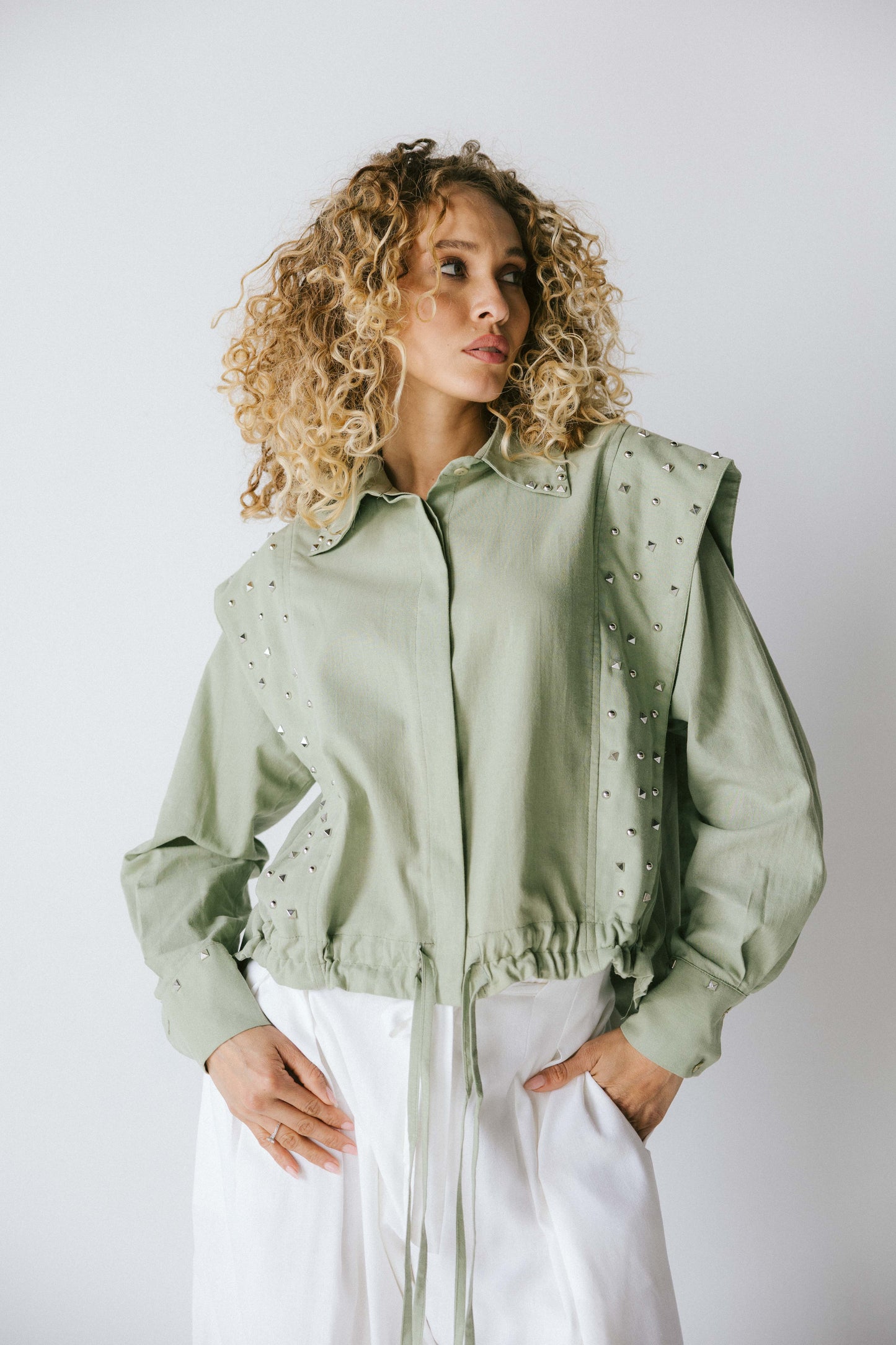 Studded linen shirt