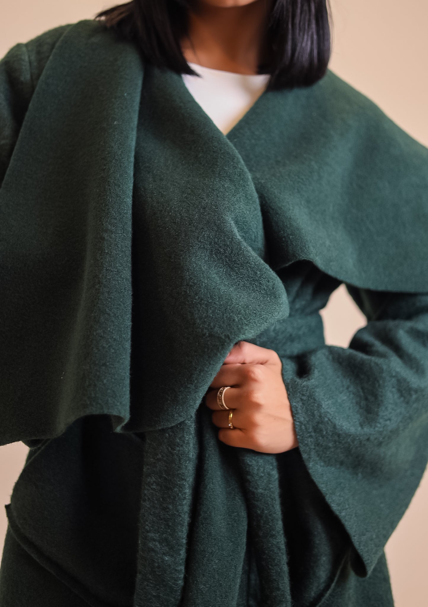 THE VELA WRAP COAT - EMERALD GREEN