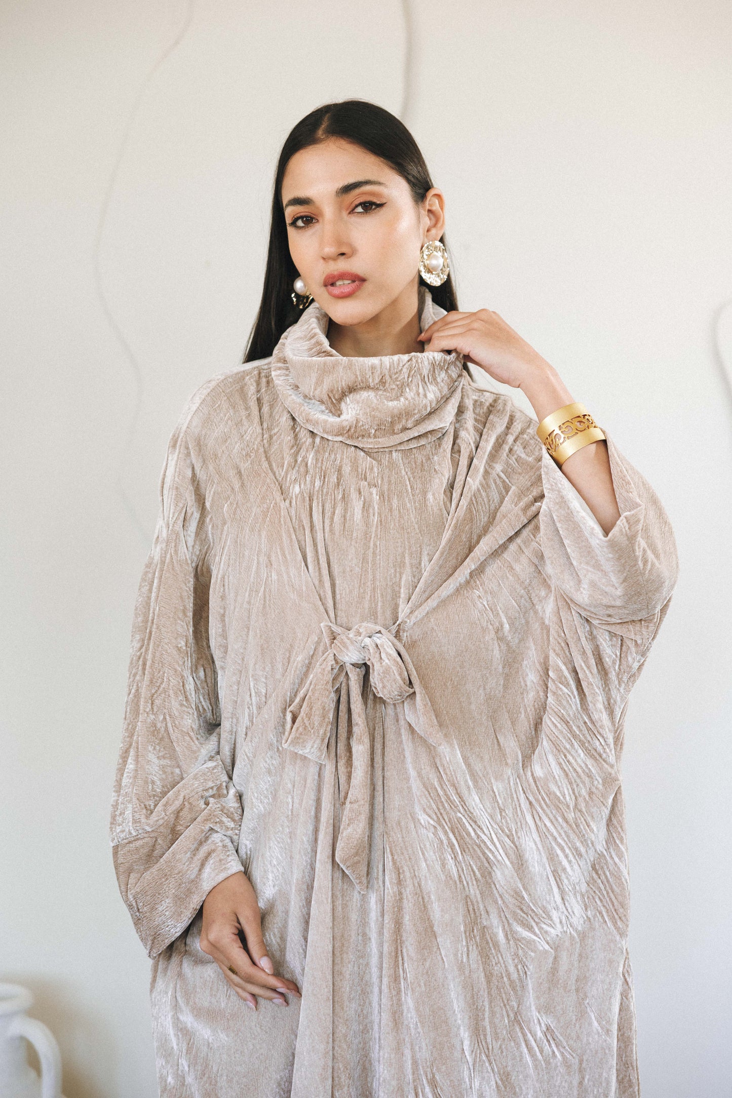 VELVET SERENITY KAFTAN - BEIGE