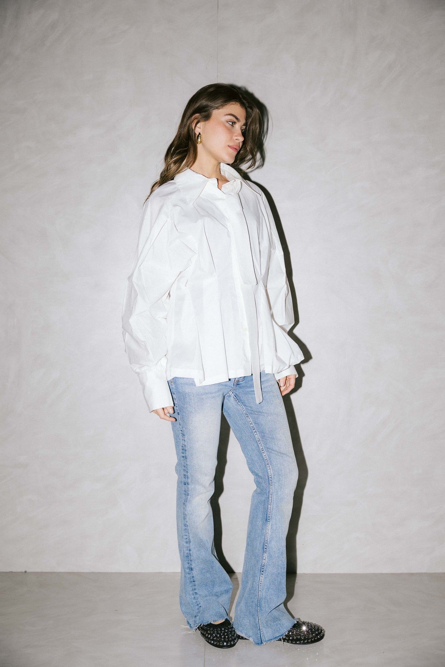 Waistline poplin shirt