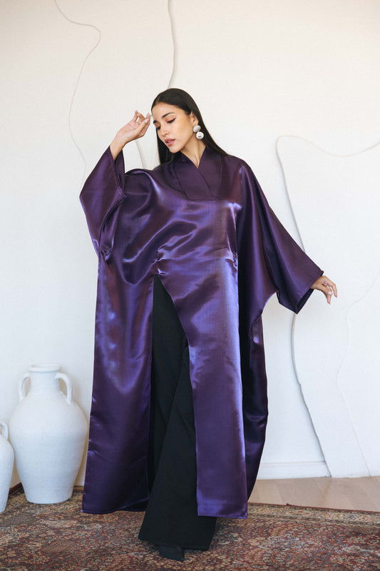 VELOUR FLOW KAFTAN - PURPLE