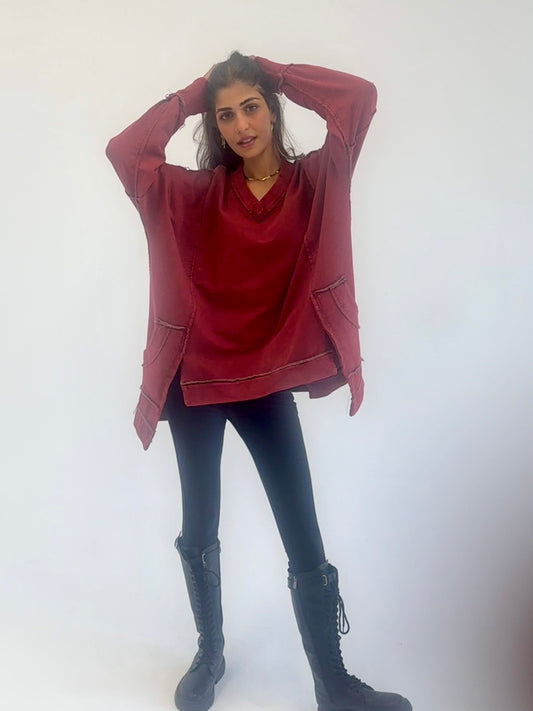 Washed sweatshirt - burgundy