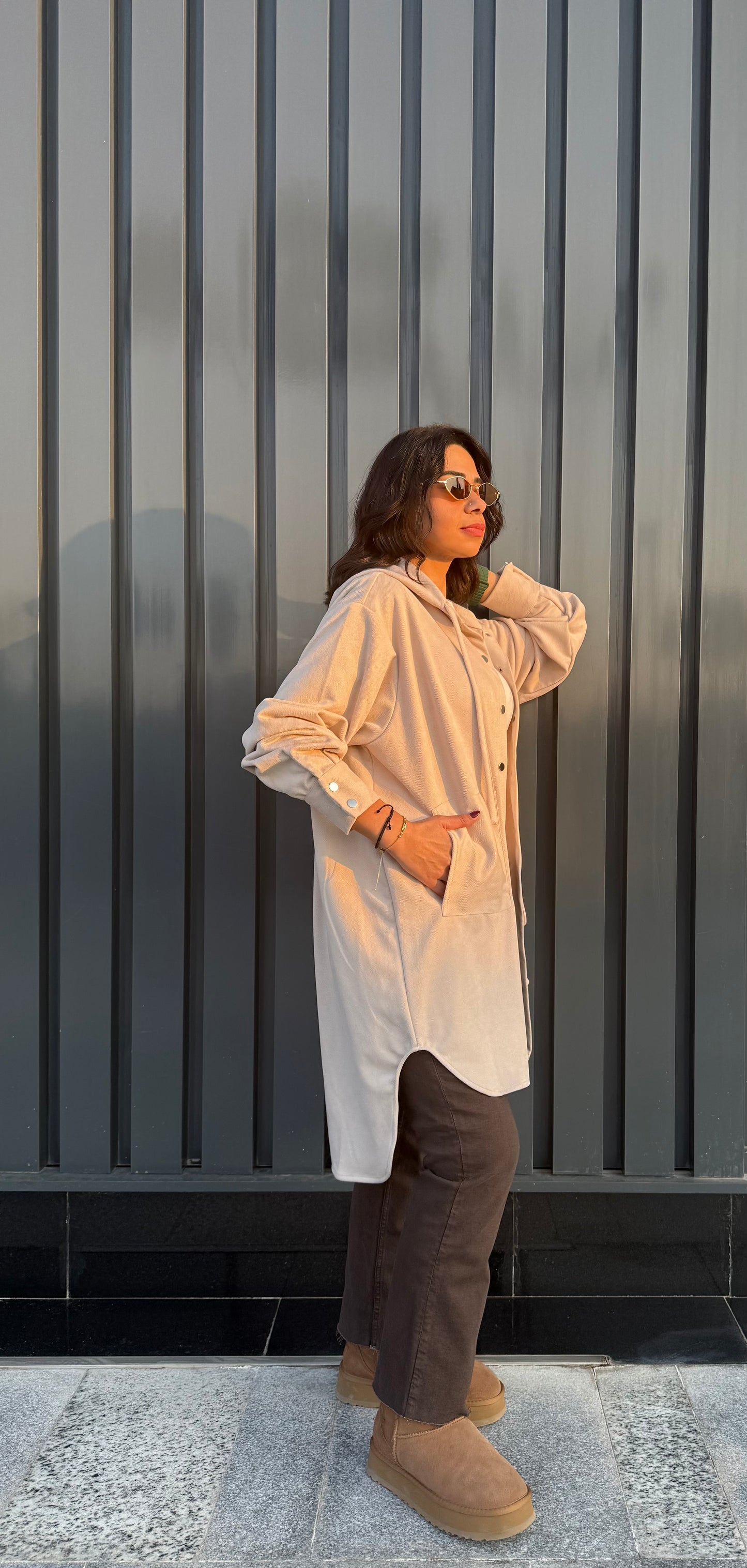 The striped suede oversized shirt
