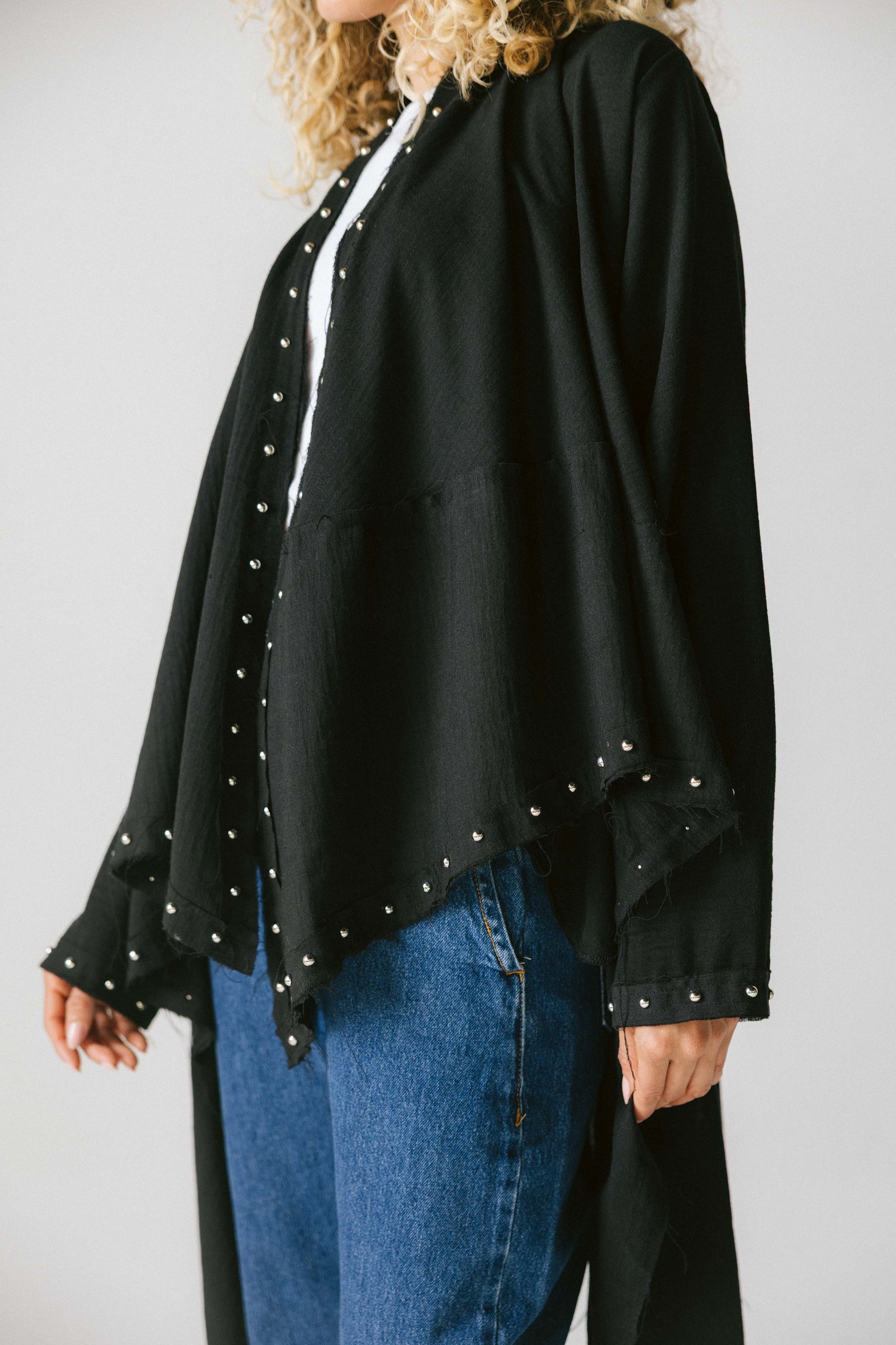 Studded asymmetric cardigan