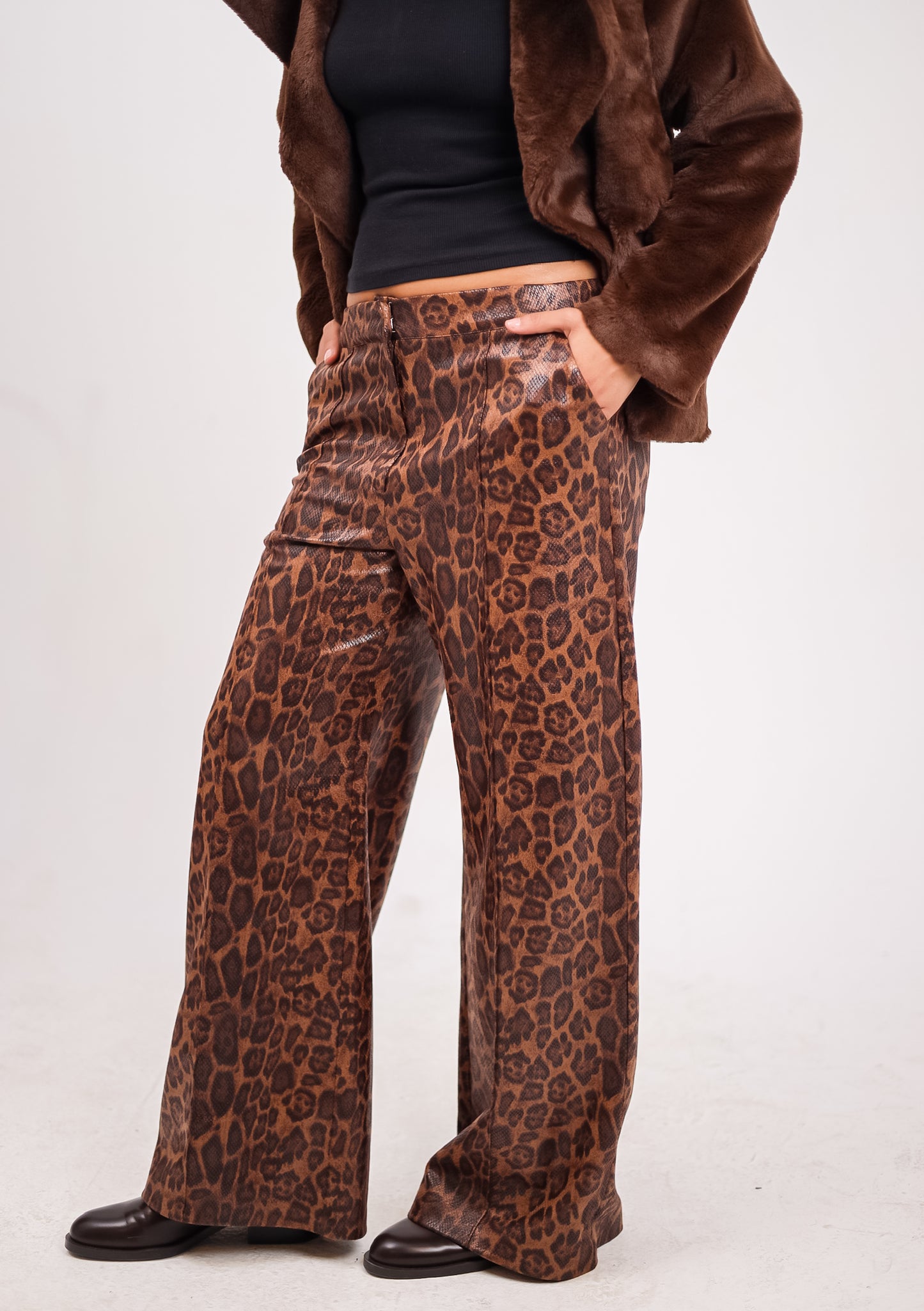 Leopard leather pants