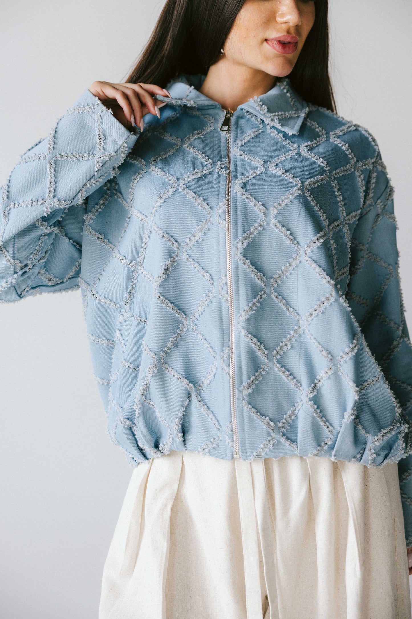 Textured denim jacket