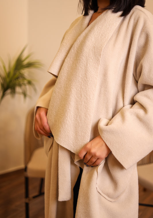 THE VELA WRAP COAT - BEIGE