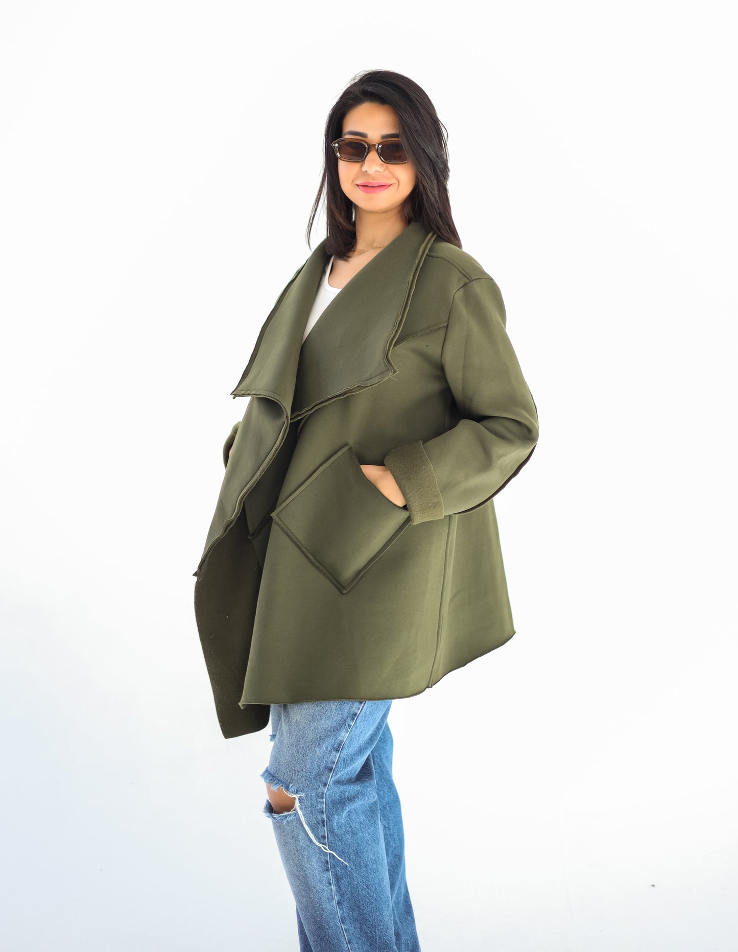 Unfinished Milton cardigan - OLIVE