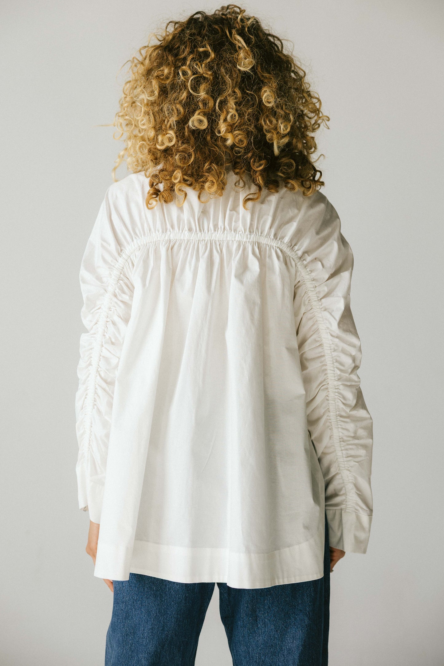 Ruched Back Shirt - white