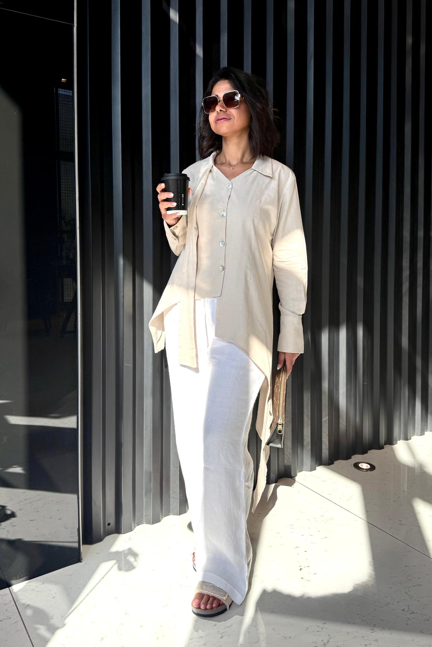 Asymmetric linen shirt