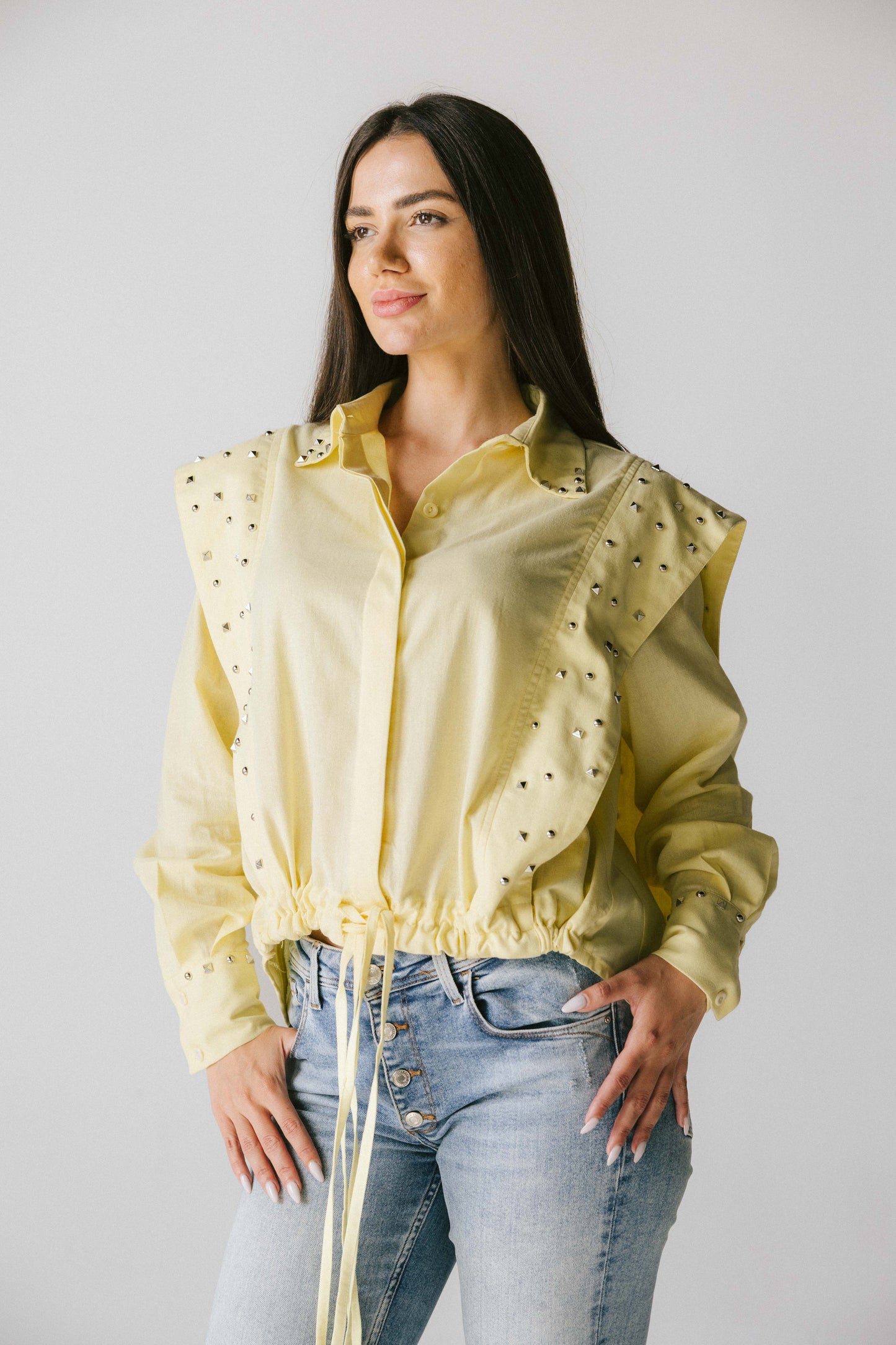 Studded linen shirt
