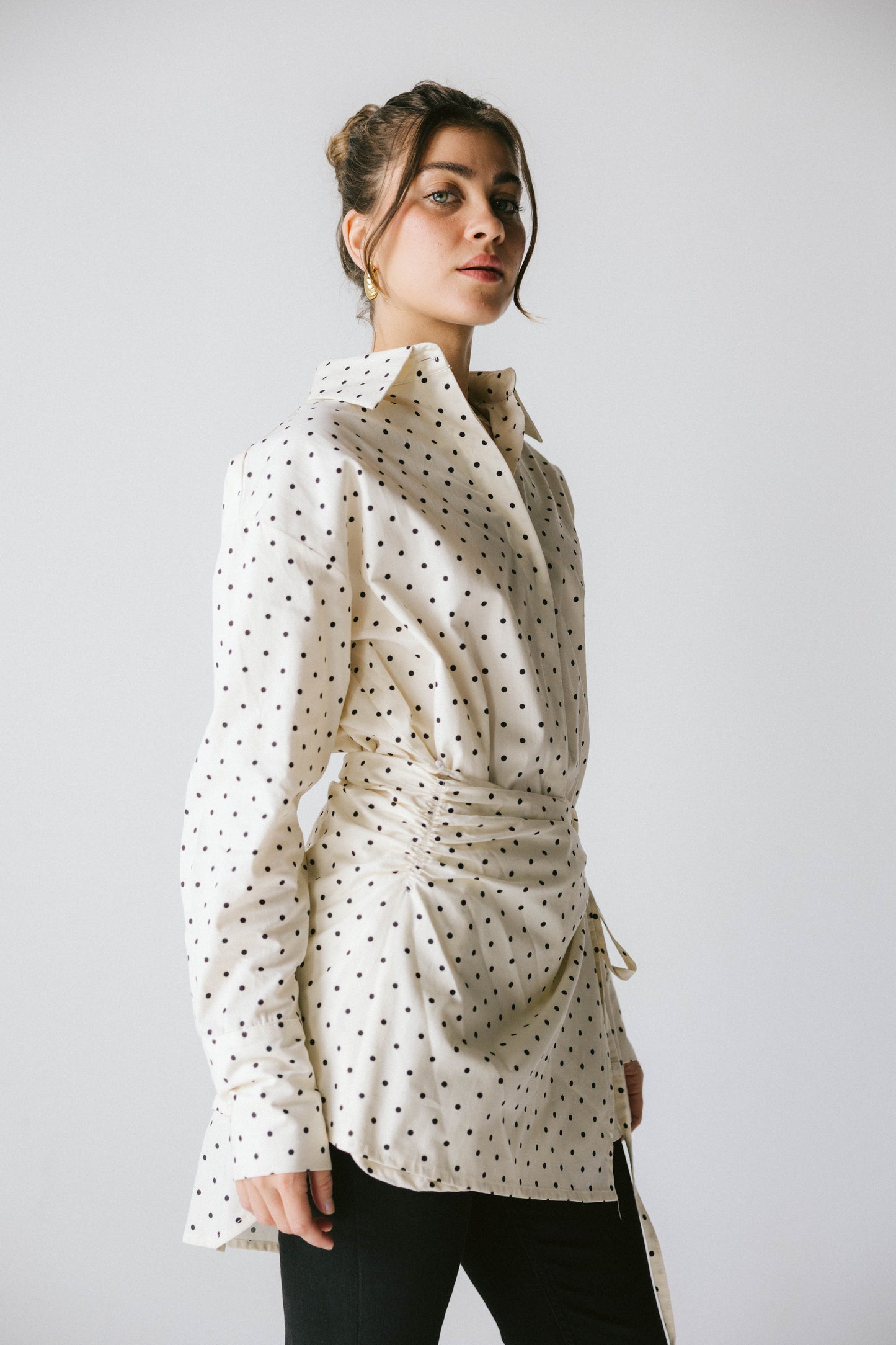 Polka dots poplin shirt