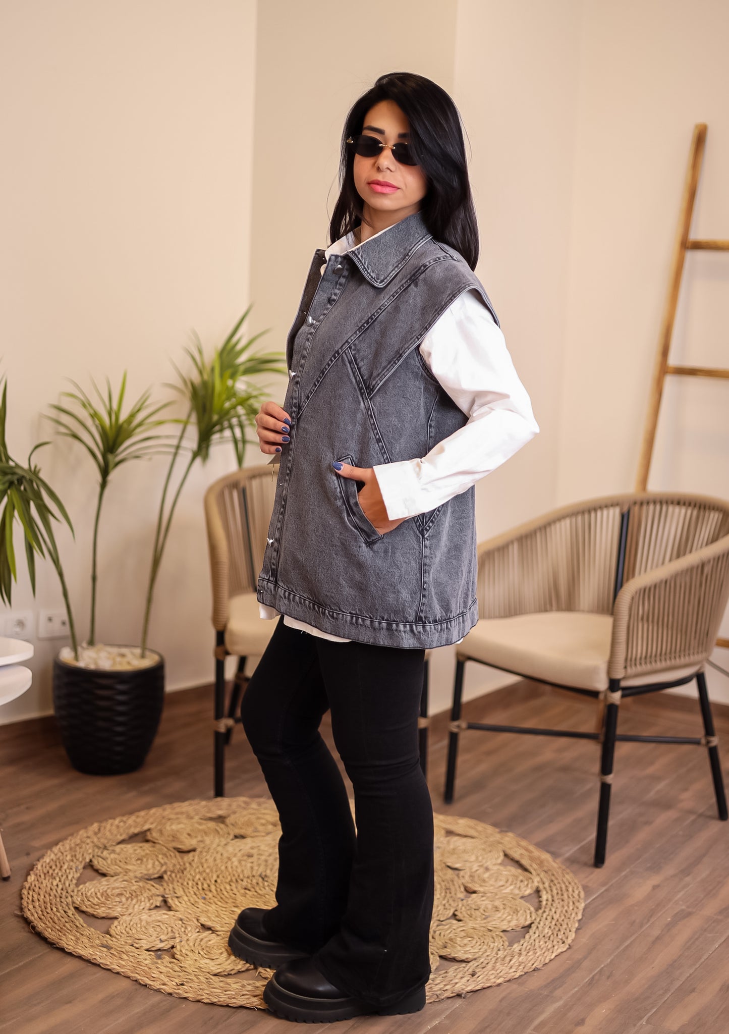 Denim vest - GREY