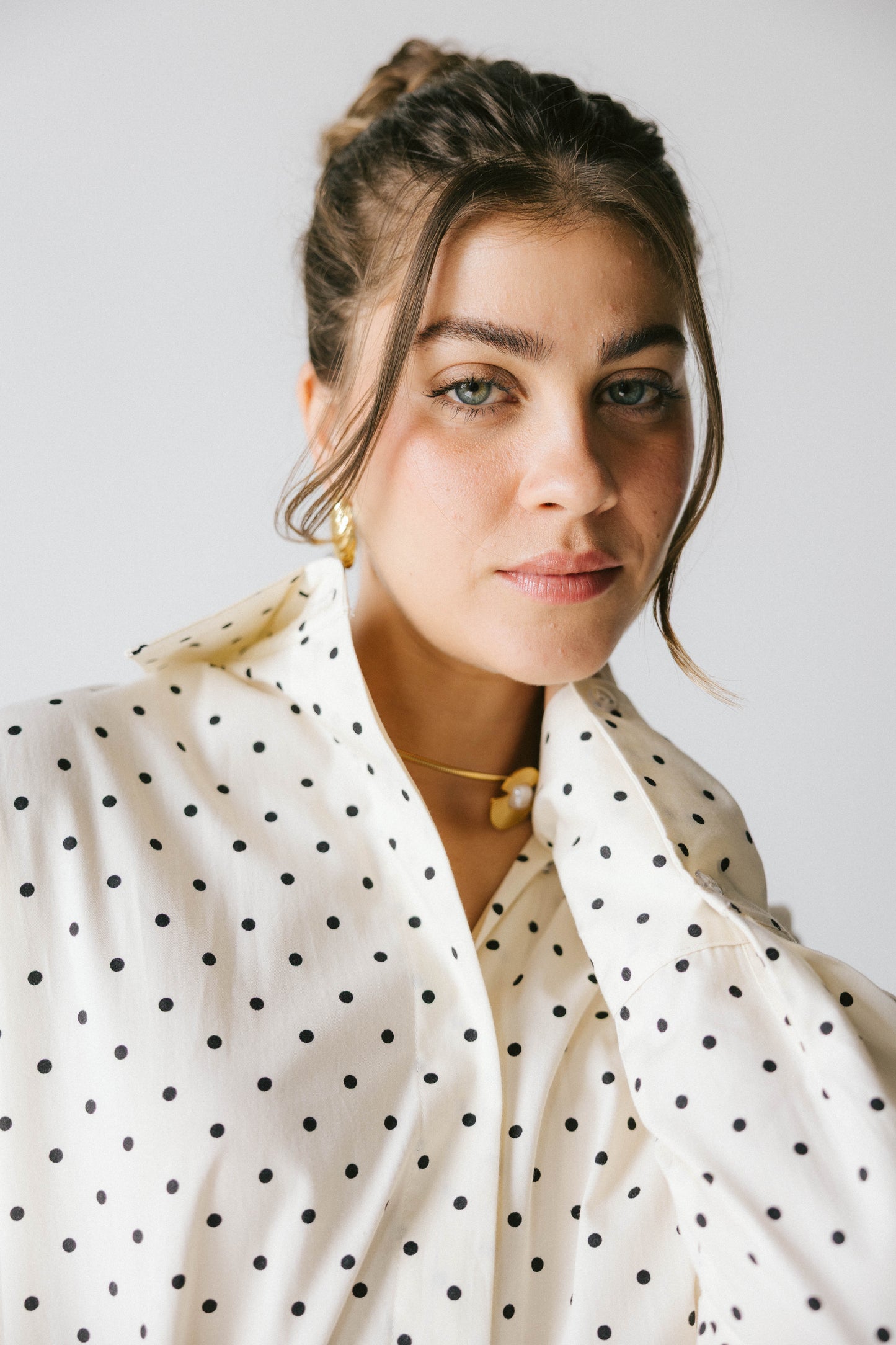 Polka dots poplin shirt