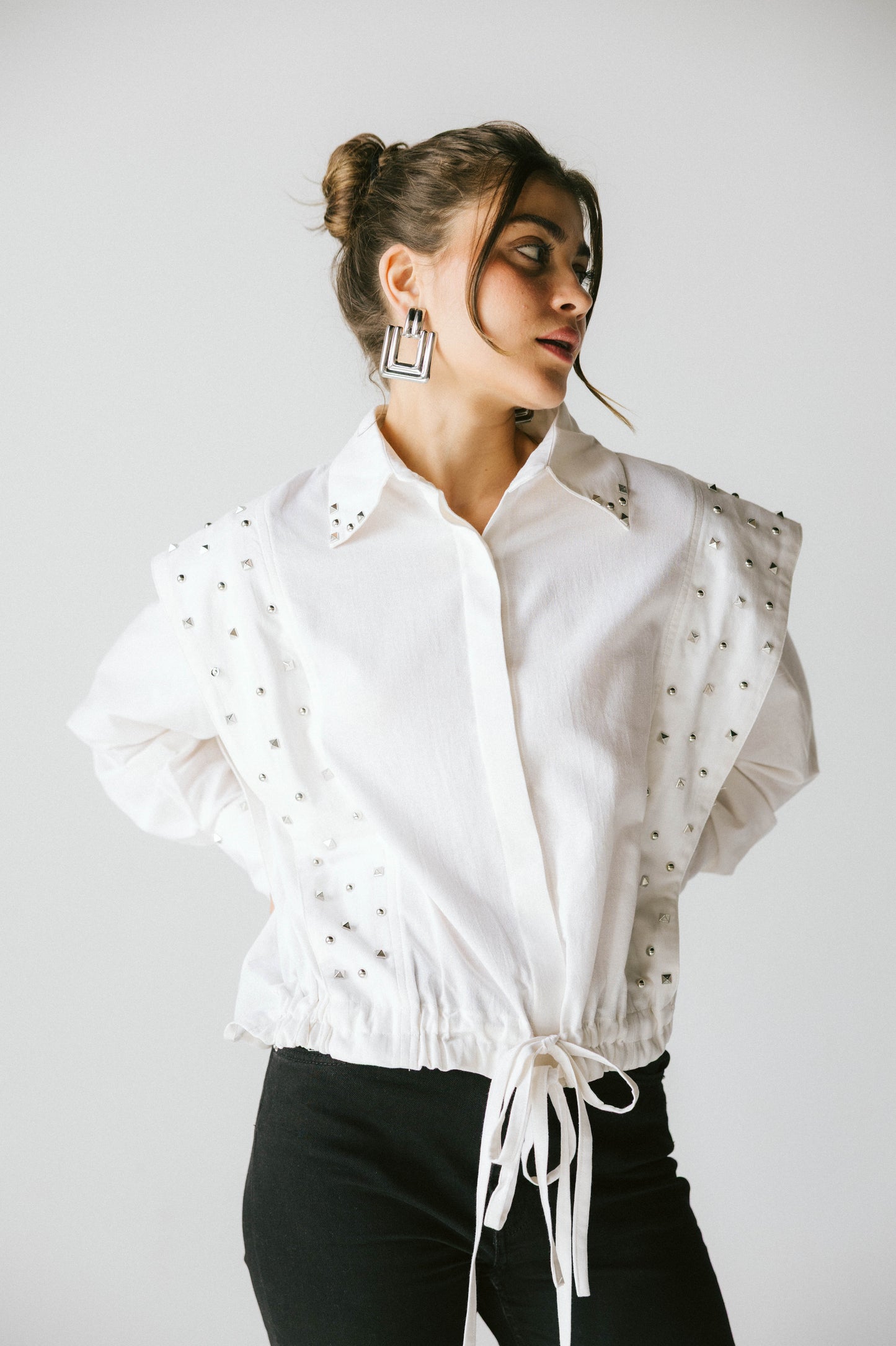 Studded linen shirt