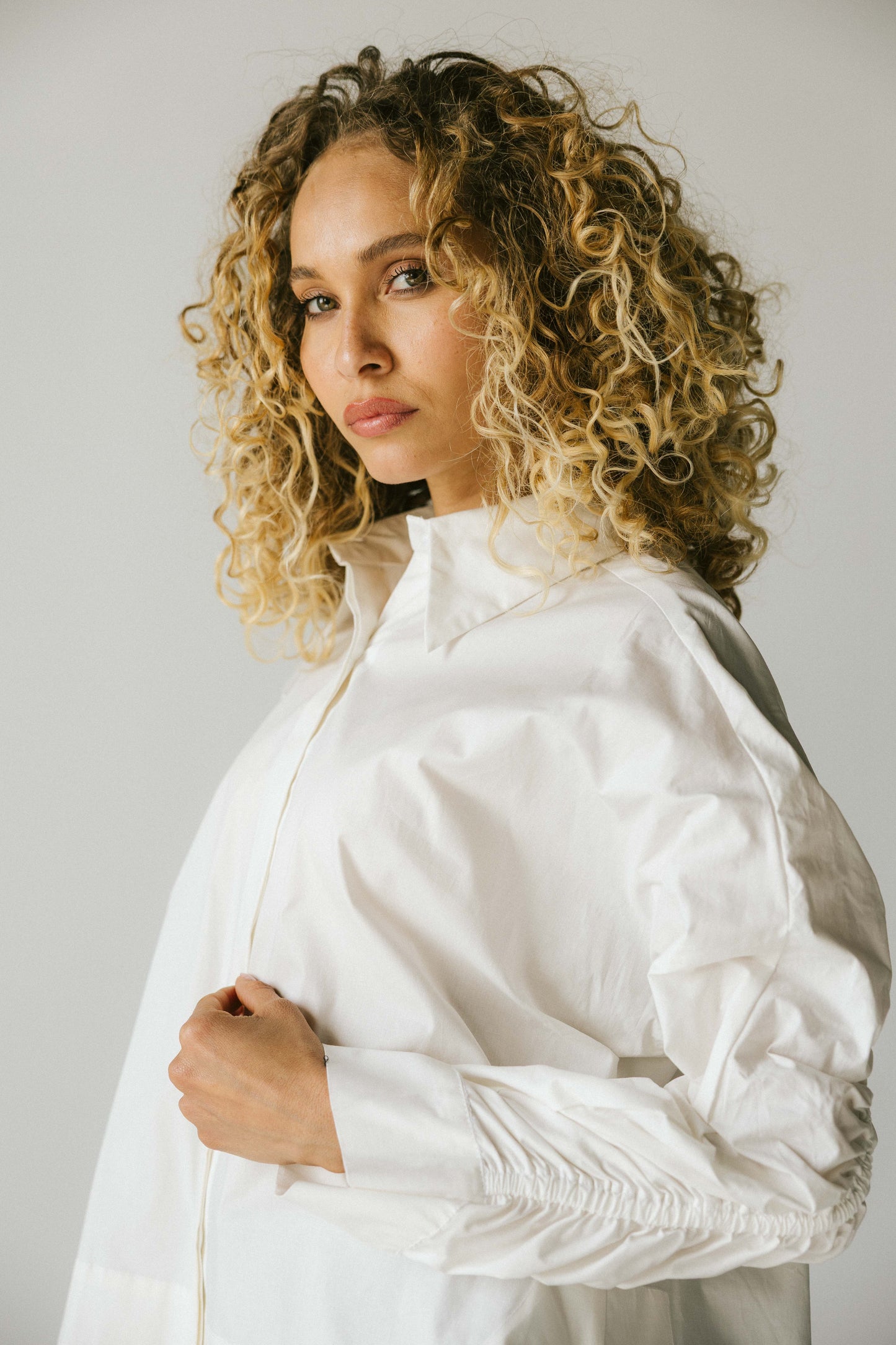 Ruched Back Shirt - white