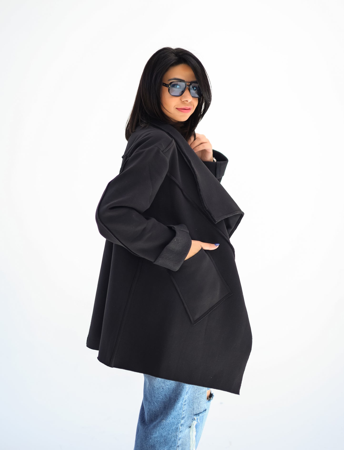 Unfinished Milton cardigan - BLACK