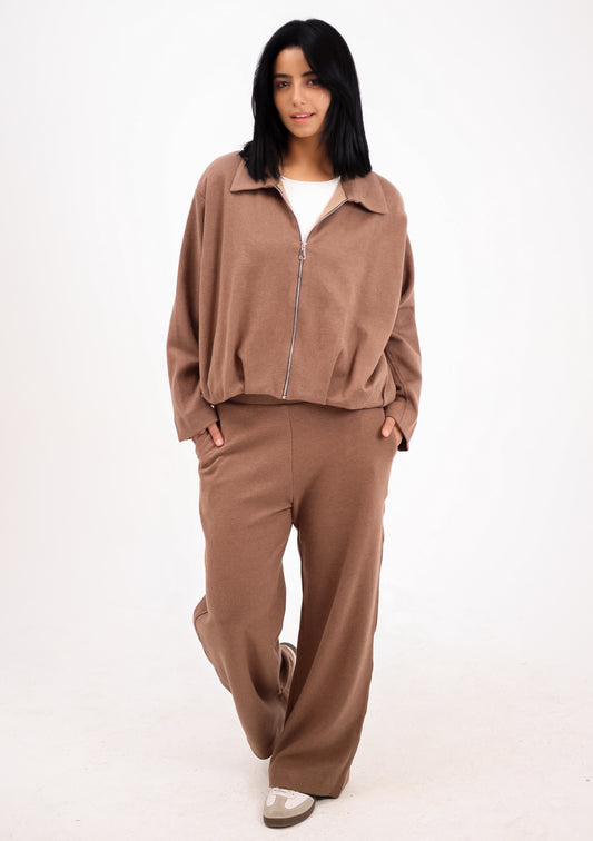 The calm zip set - BROWN