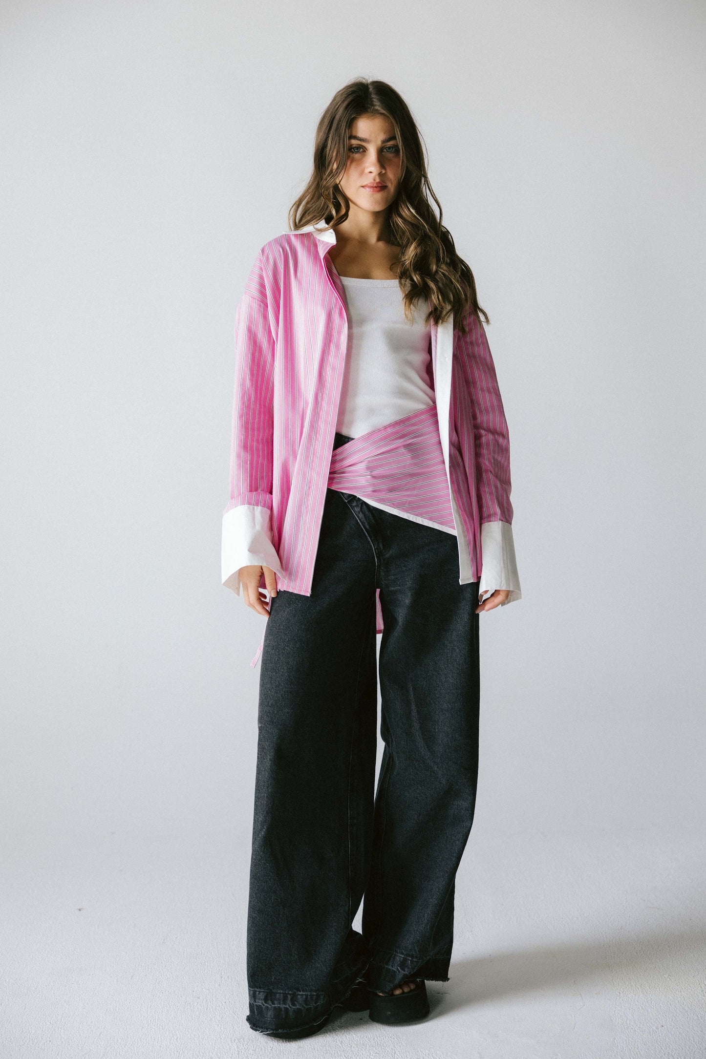 Stripped poplin shirt - pink