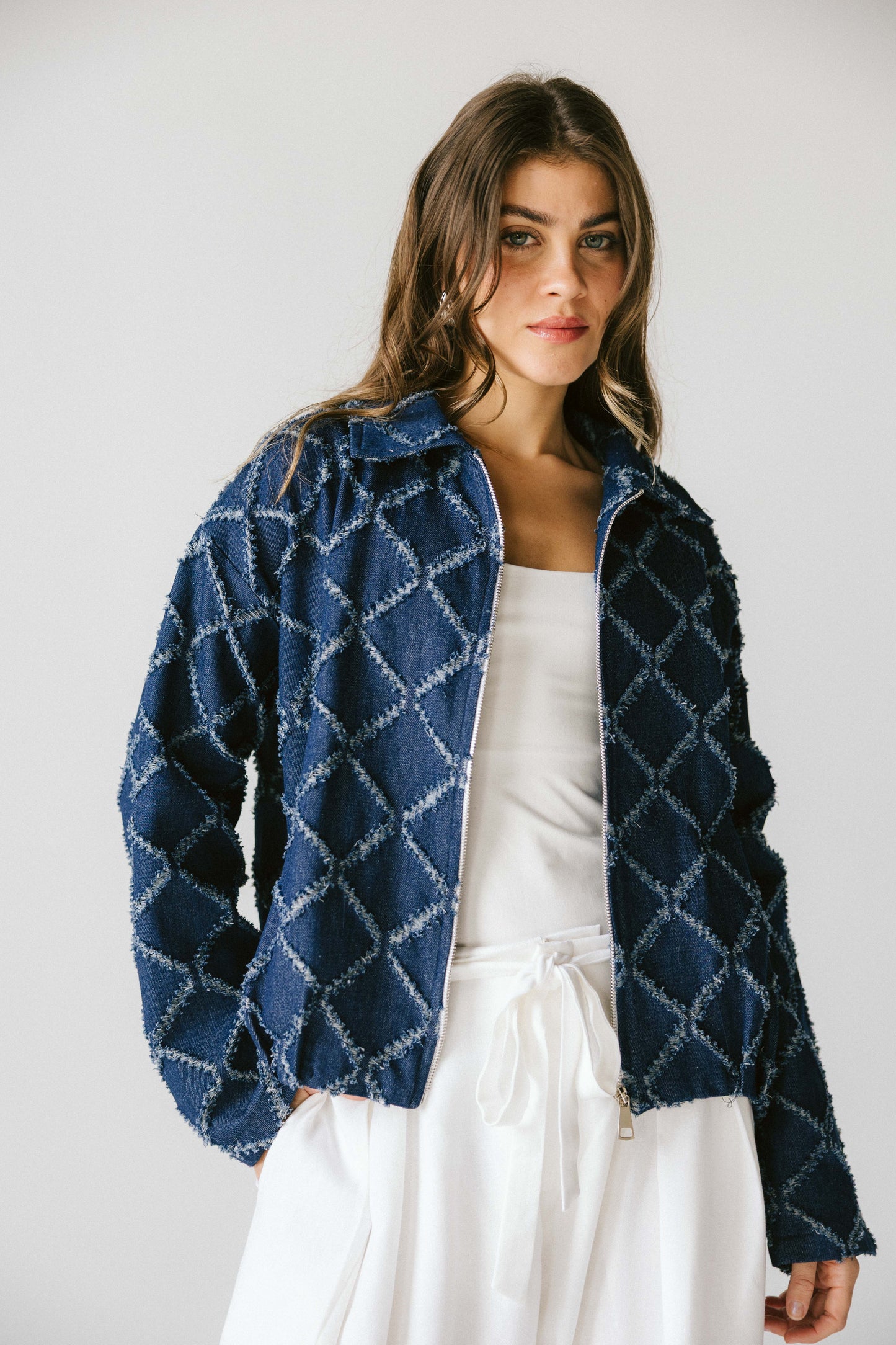 Textured denim jacket