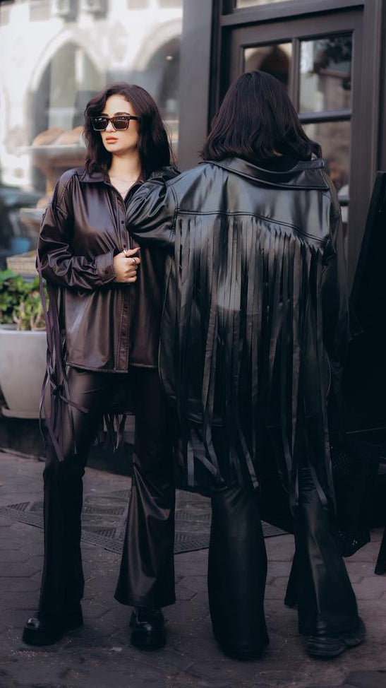 The leather fringes set - BROWN