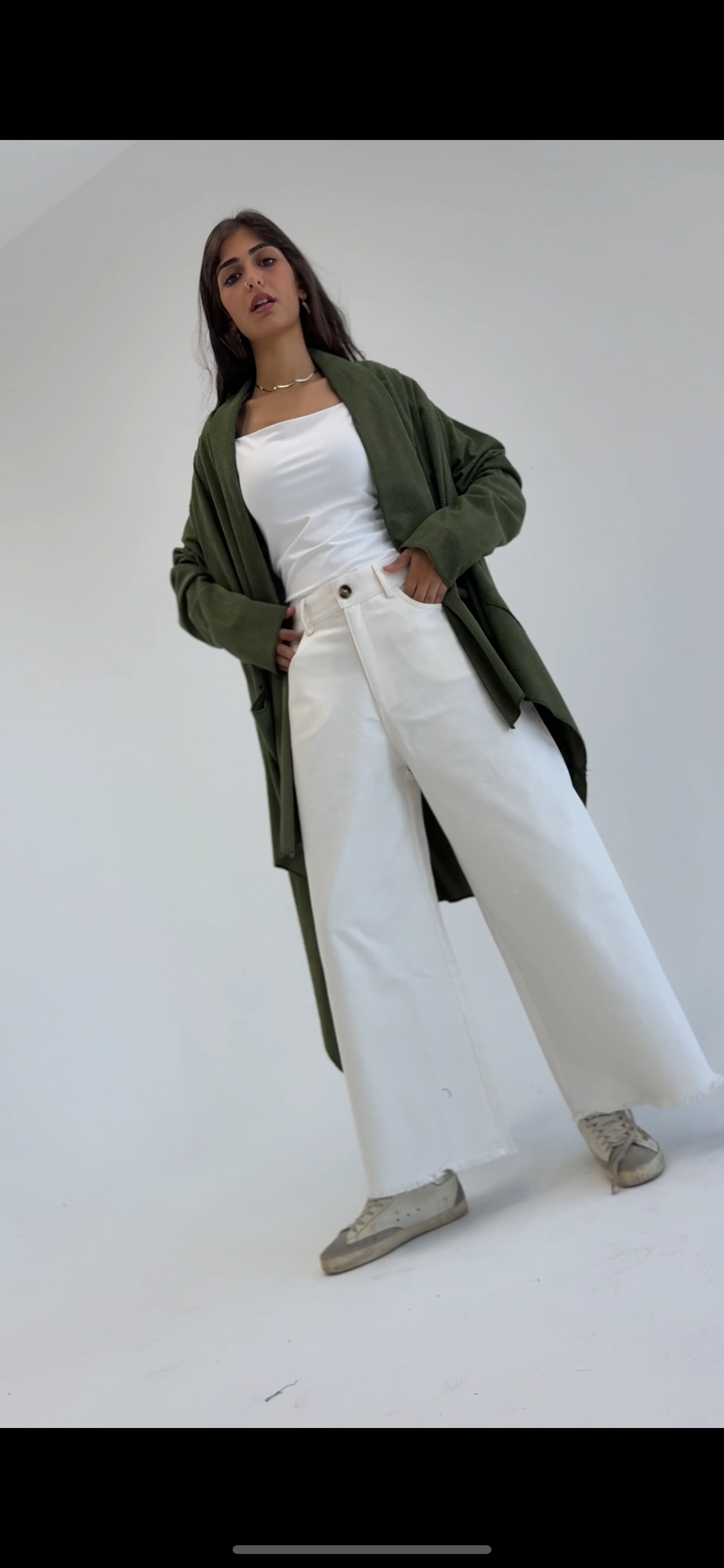 Gabardine wide leg pants