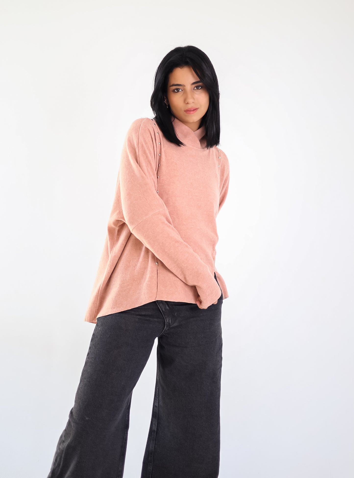 Studded knit top - PINK