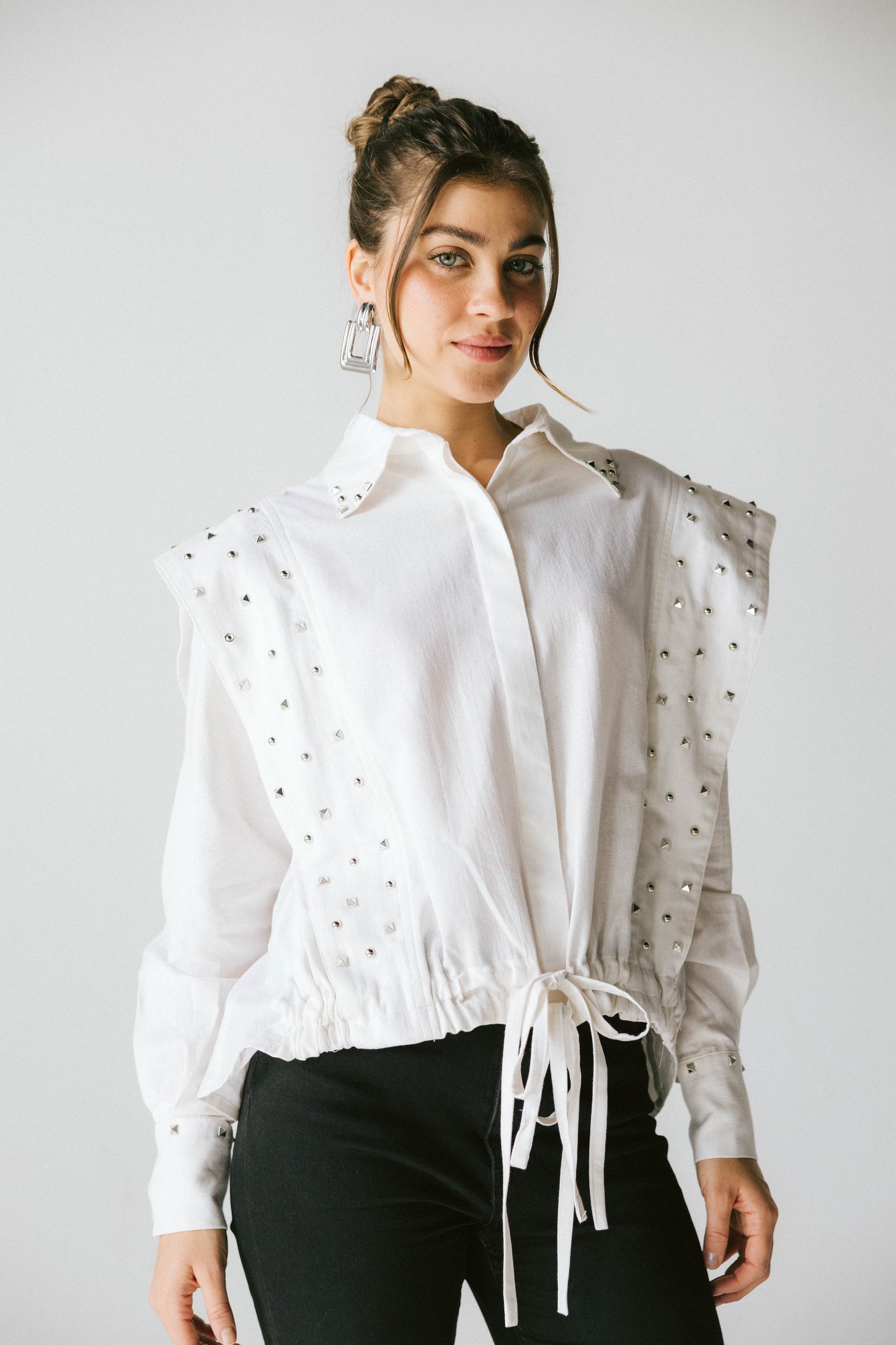 Studded linen shirt