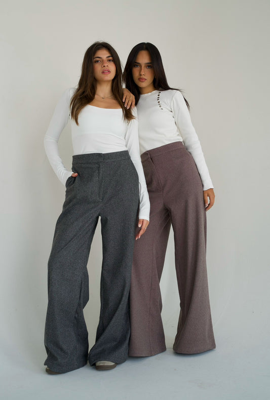 Wool straight pants