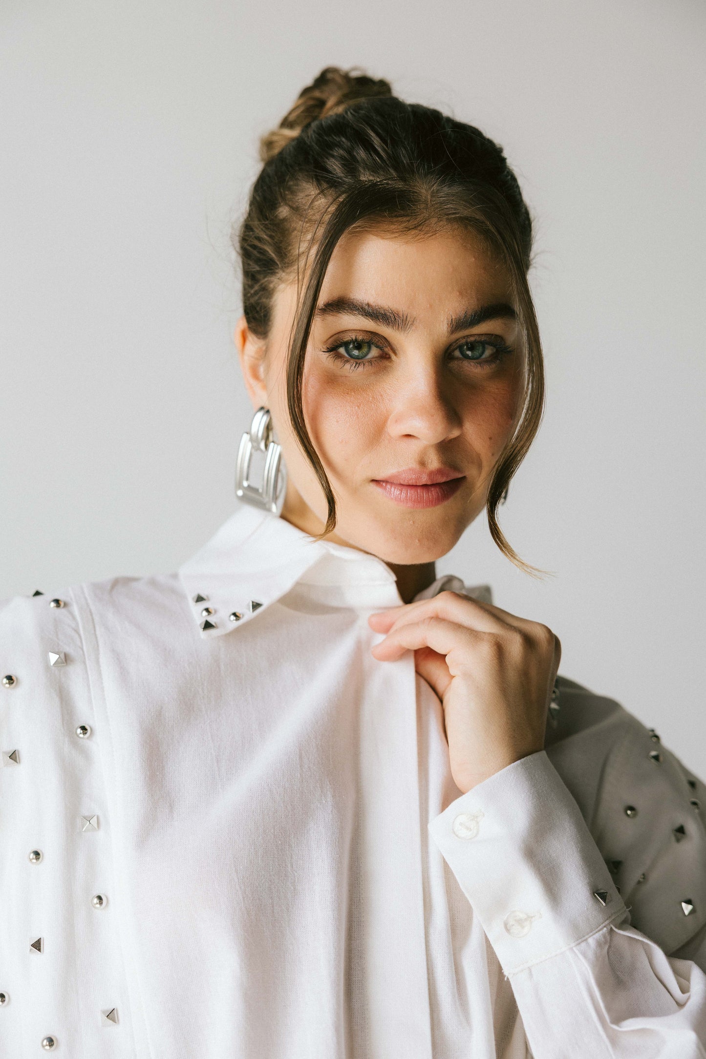 Studded linen shirt