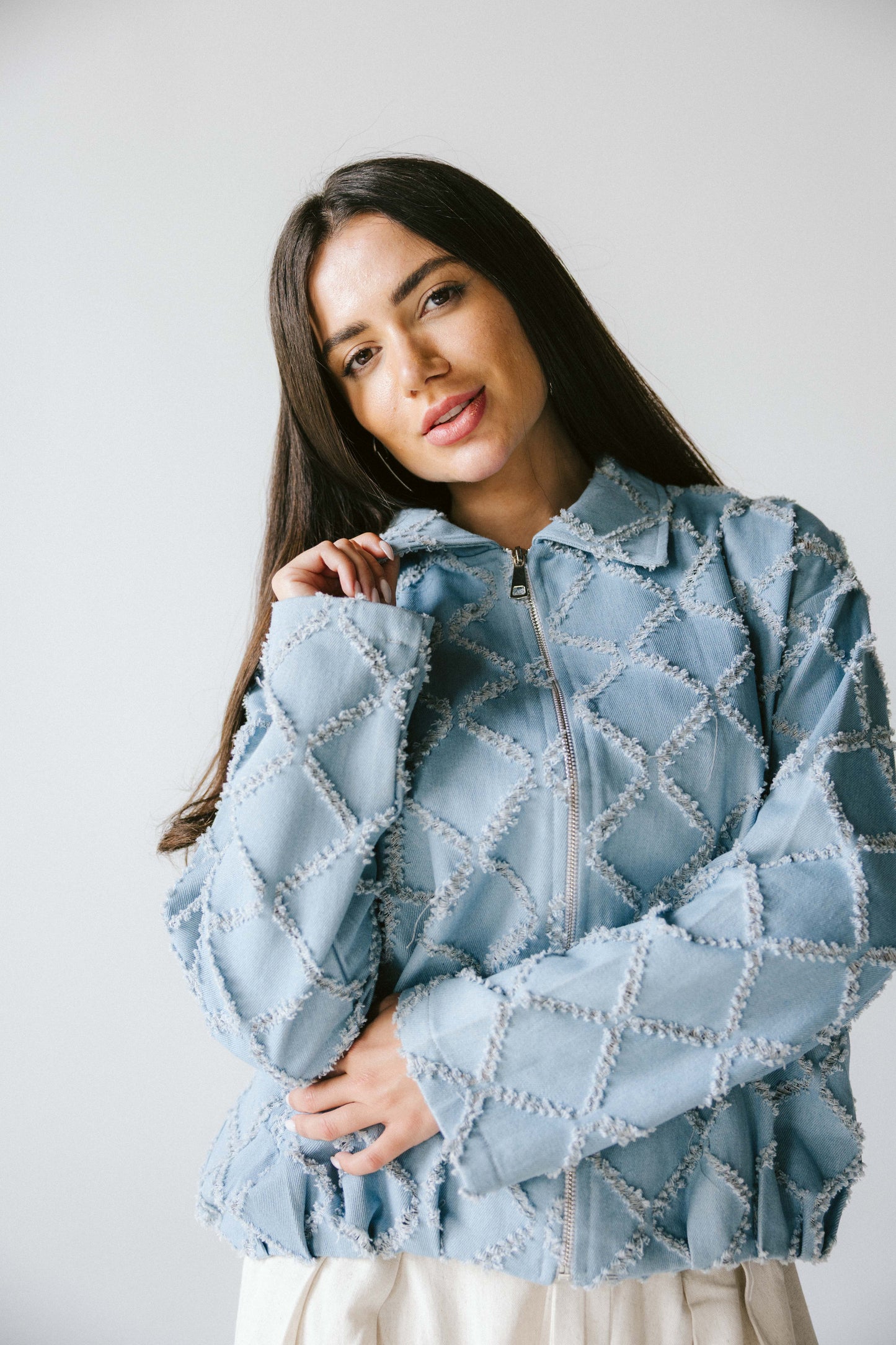 Textured denim jacket