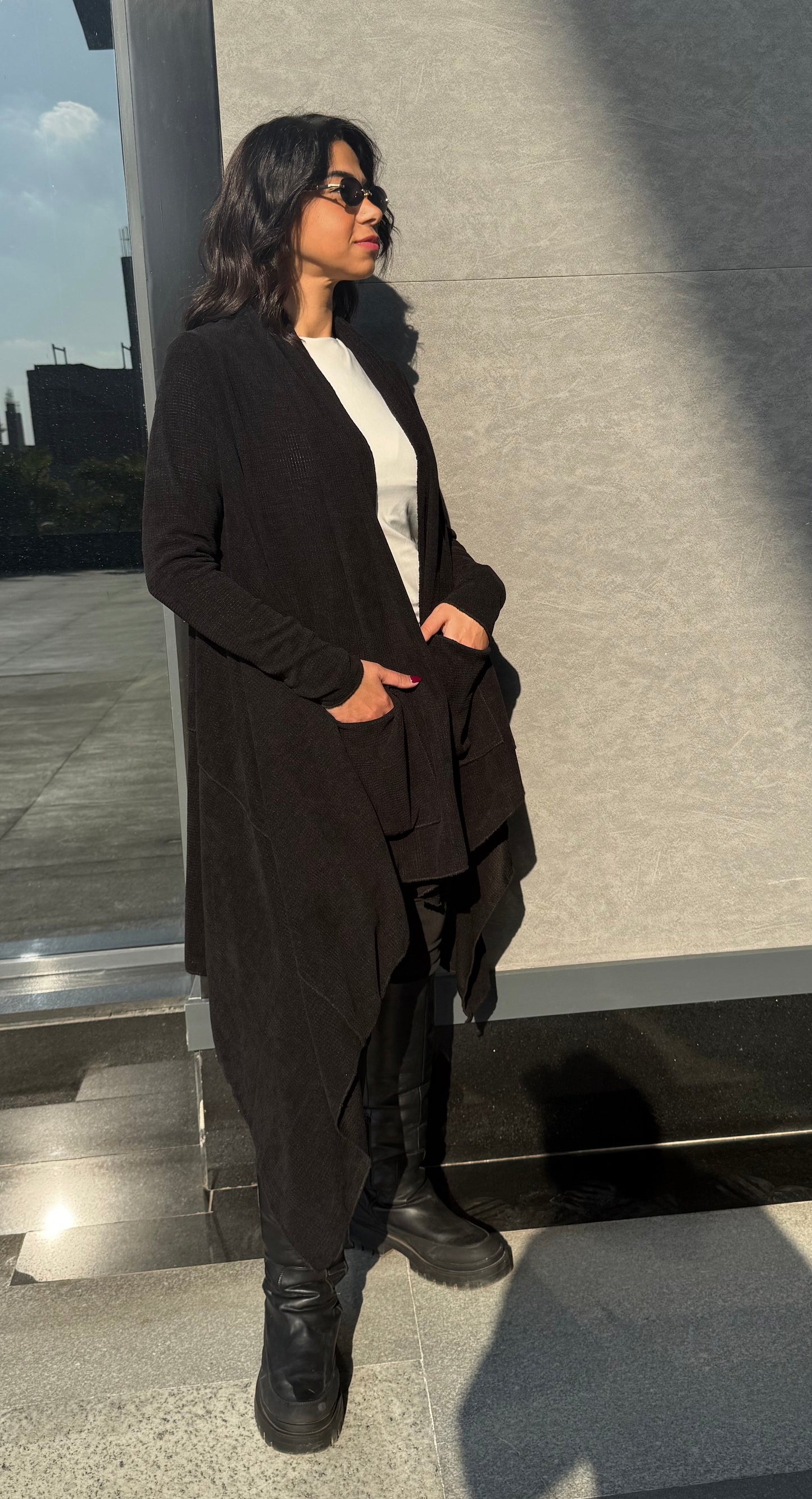 Asymmetrical knit cardigan