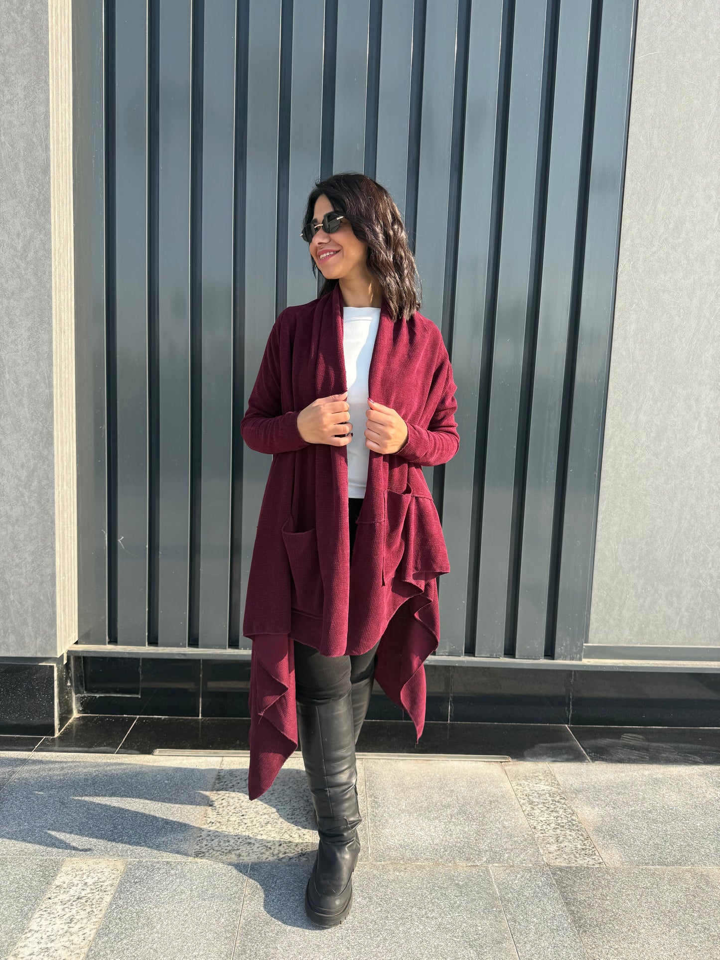 Asymmetrical knit cardigan