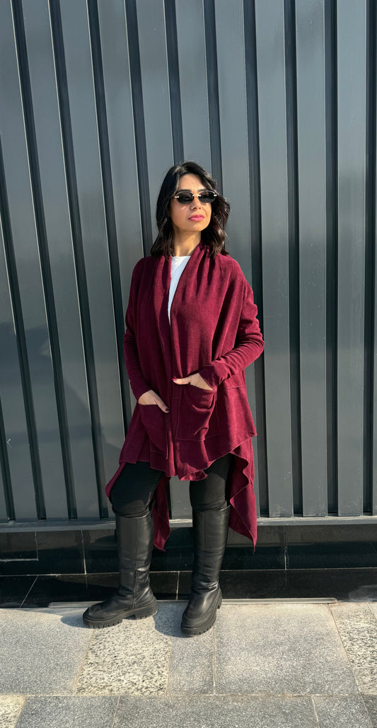 Asymmetrical knit cardigan