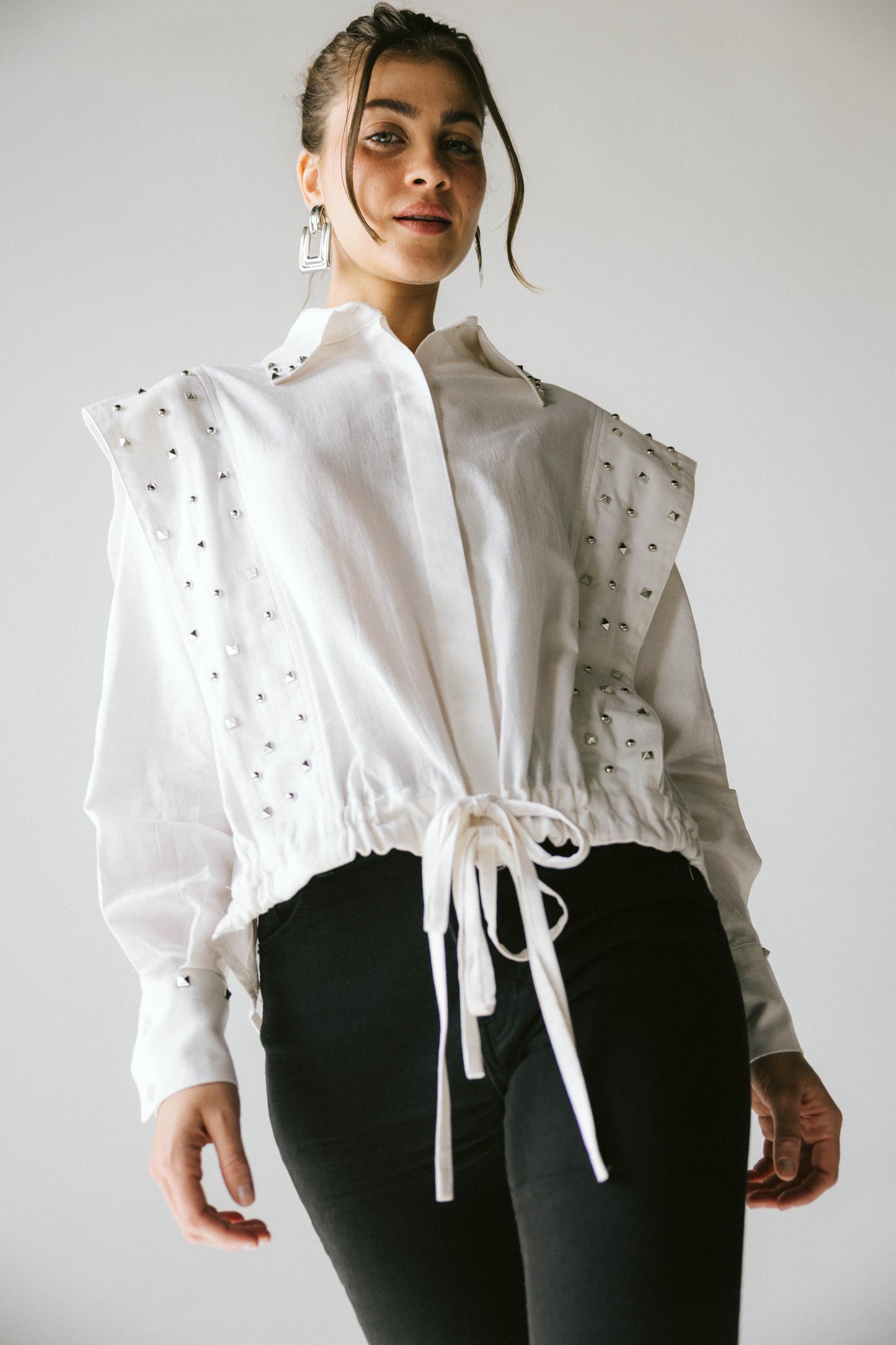 Studded linen shirt