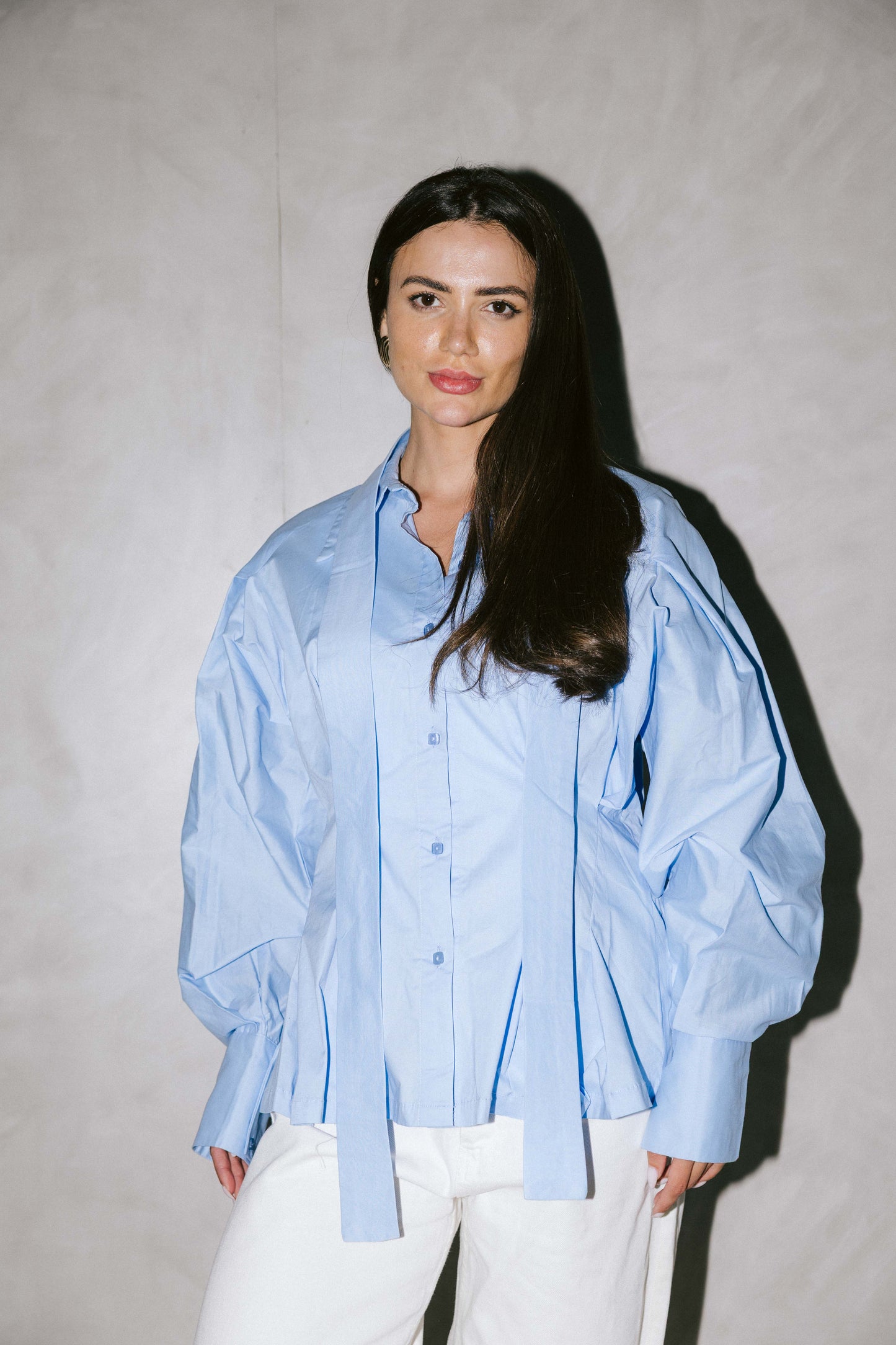 Waistline poplin shirt