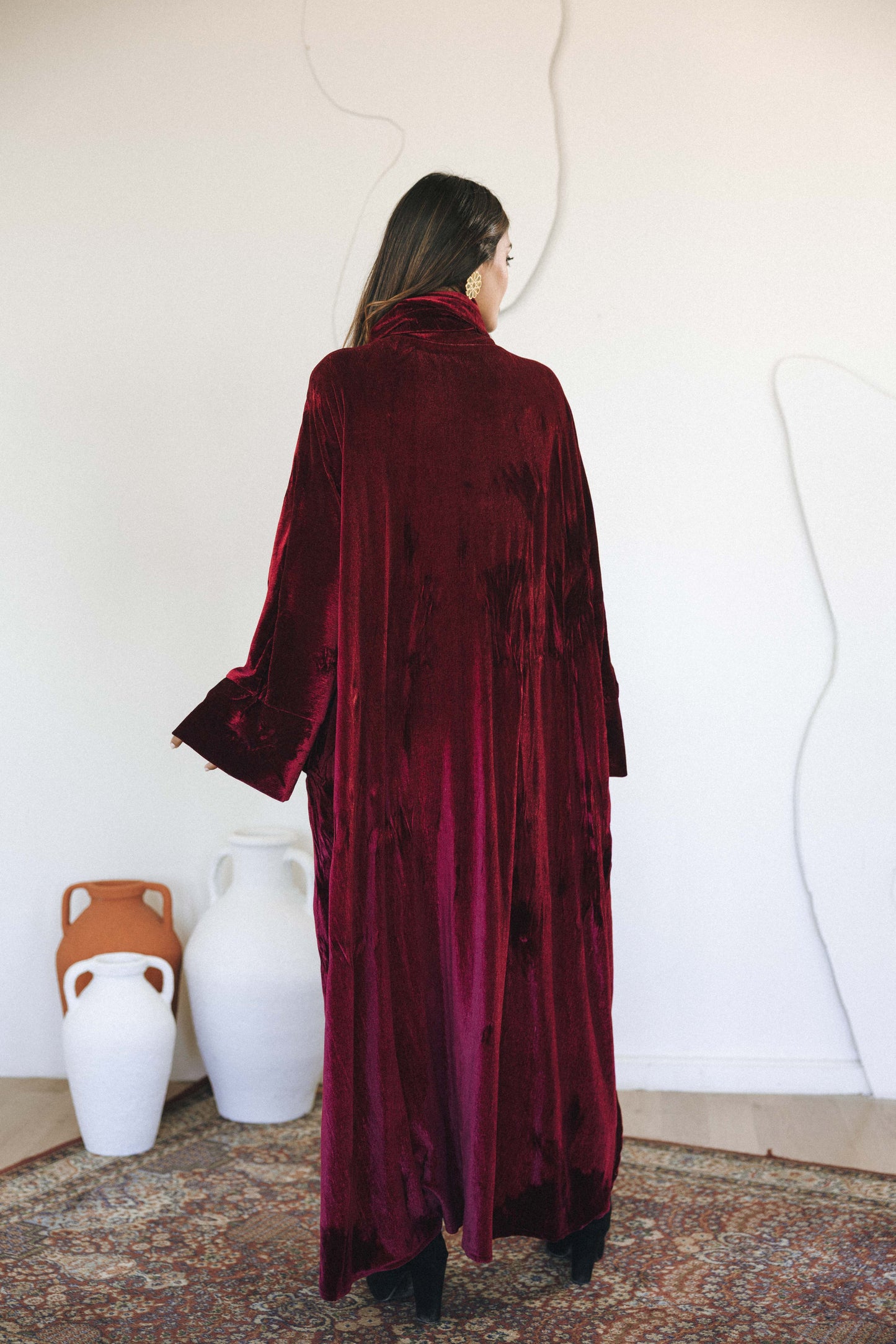VELVET SERENITY KAFTAN - BURGUNDY