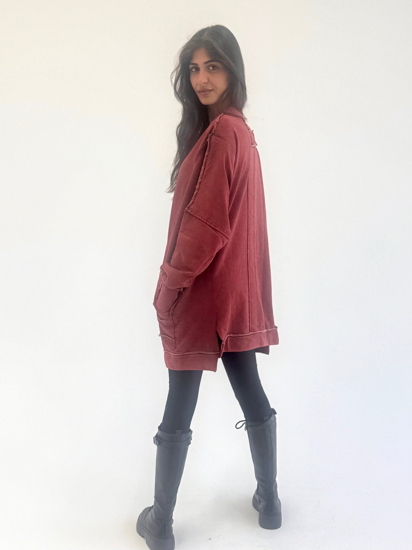 Washed sweatshirt - burgundy