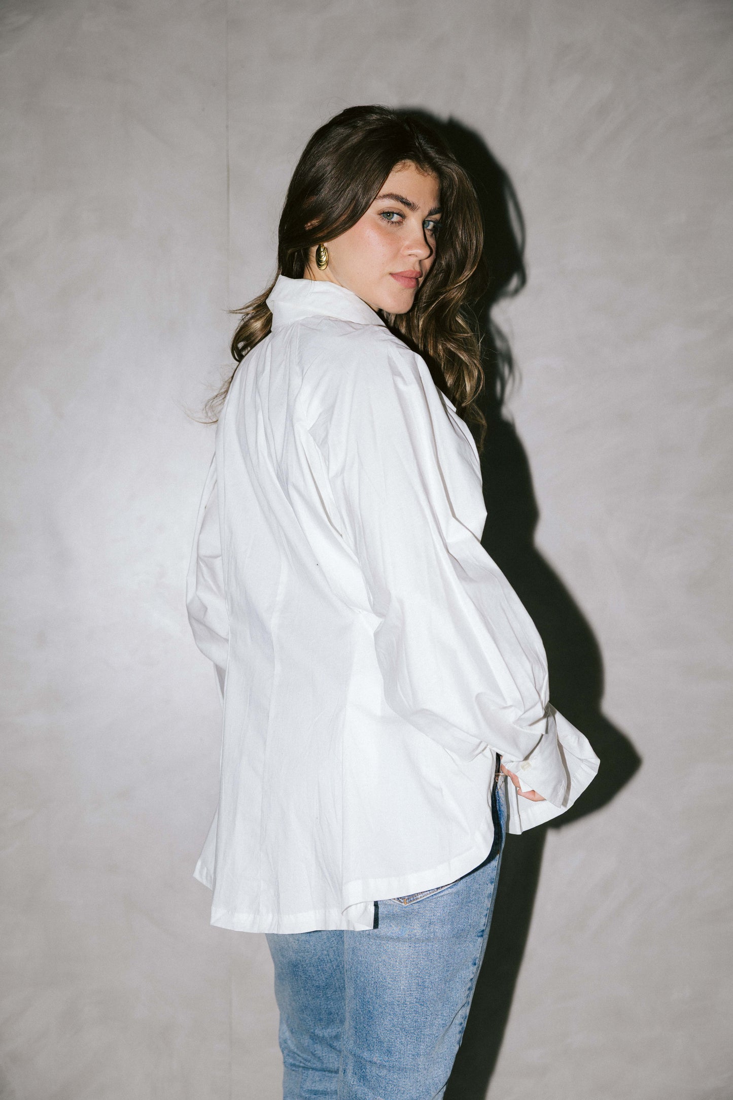 Waistline poplin shirt
