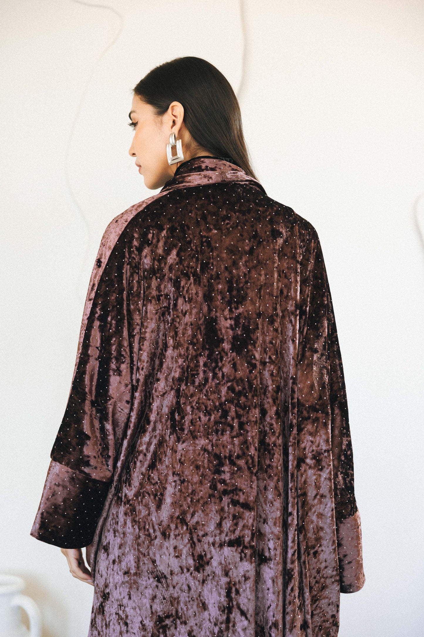 RHINESTONES KAFTAN - BROWN