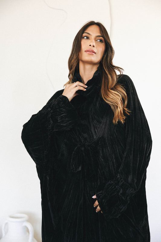 VELVET SERENITY KAFTAN - BLACK