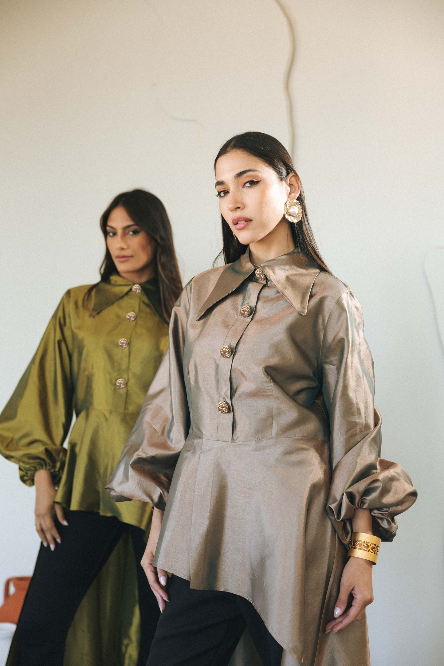 FLOW TAFFETA TOP - GOLD