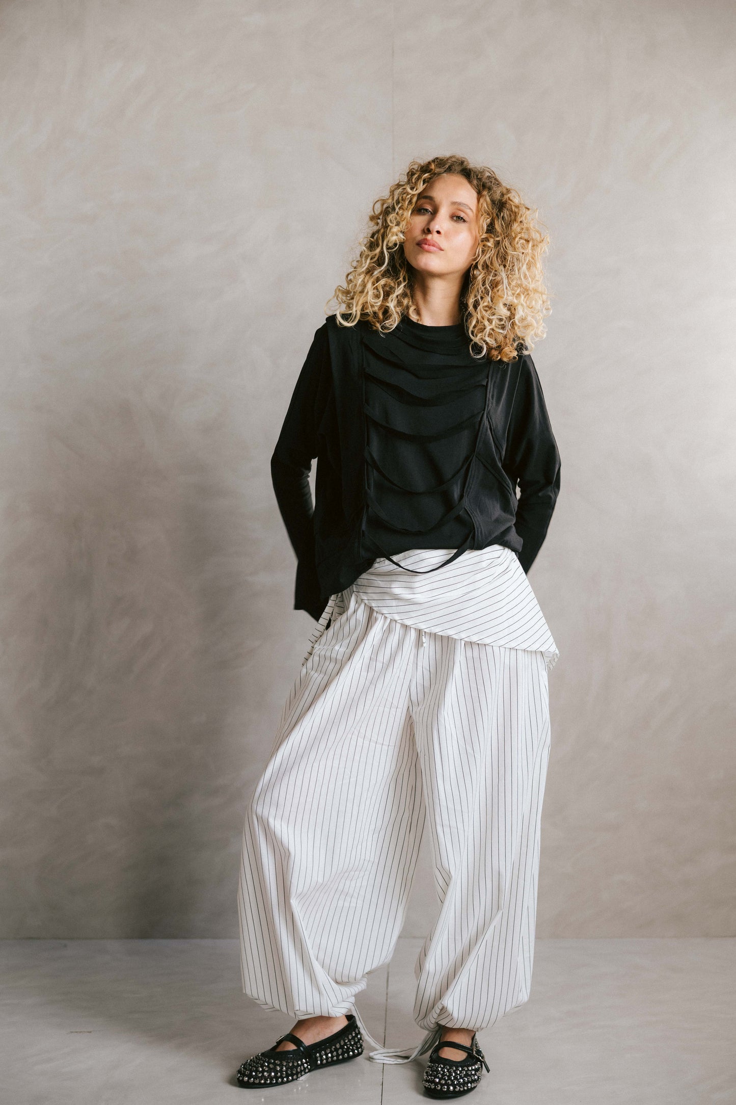 Stripped ease pants