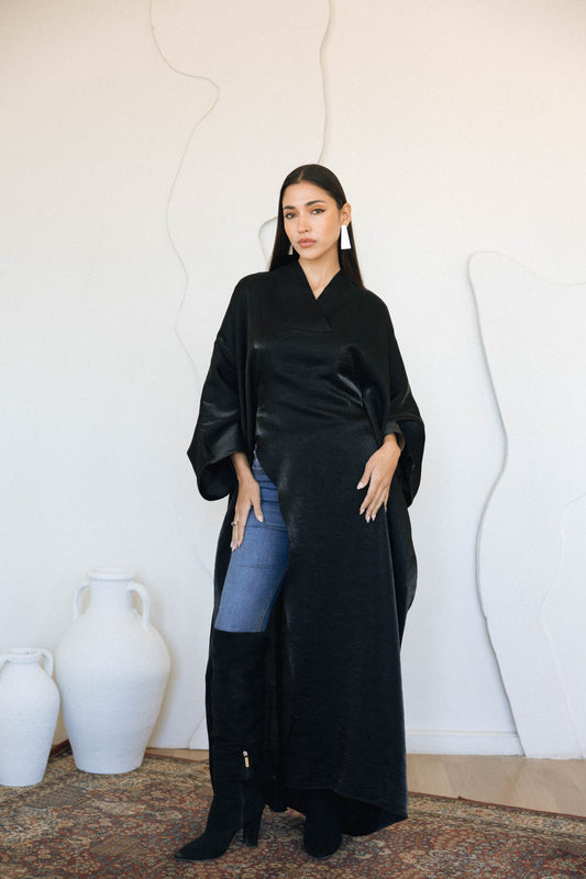 VELOUR FLOW KAFTAN - BLACK